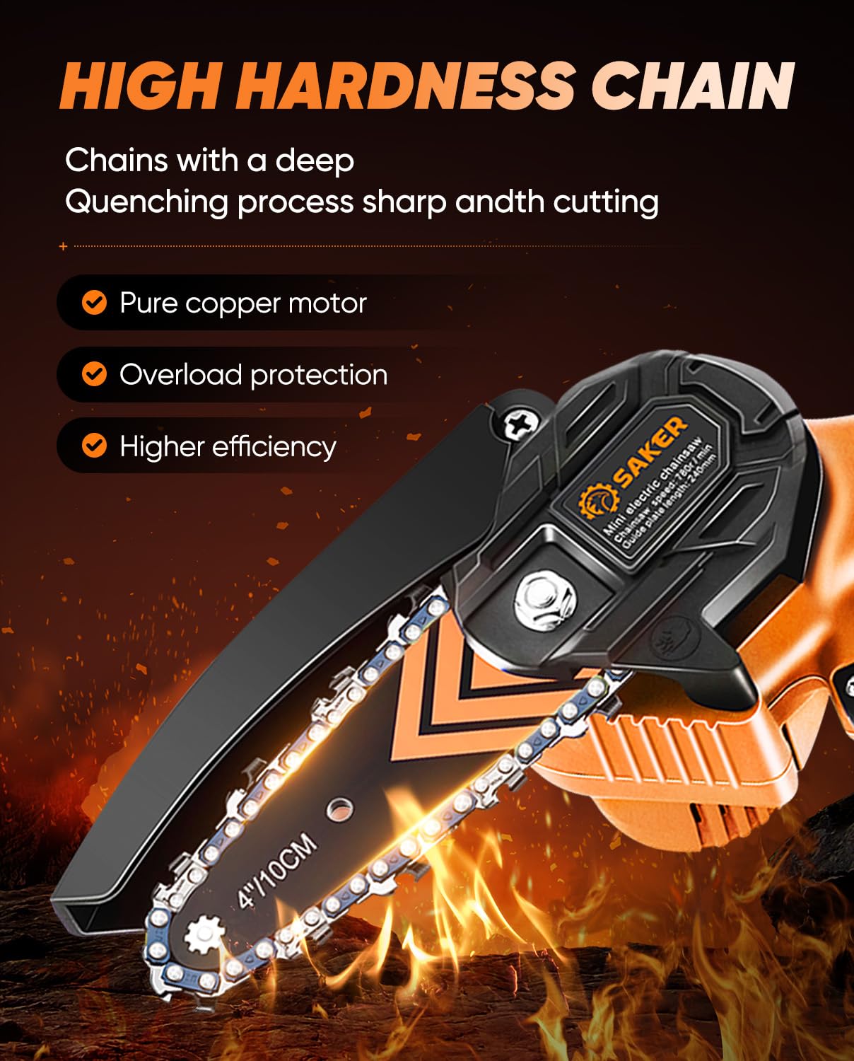 Saker Mini Chainsaw,2025 New Upgrade Electric Chainsaws,Portable Chain Saw Cordless Battery Powered,Small Handheld Chain Saws Pruning Shears Saw for Wood Tree Branches,Courtyard and Garden