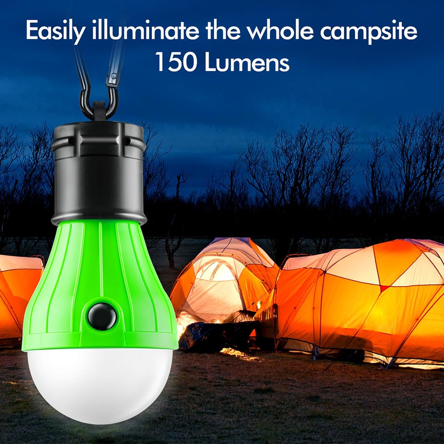 Tent Lamp Portable LED Tent Lights 4 Packs Hook Hurricane Emergency Lights LED Camping Light Bulb Camping Tent Lantern Bulb Camping Equipment for Camping Hiking Backpacking Fishing Outage