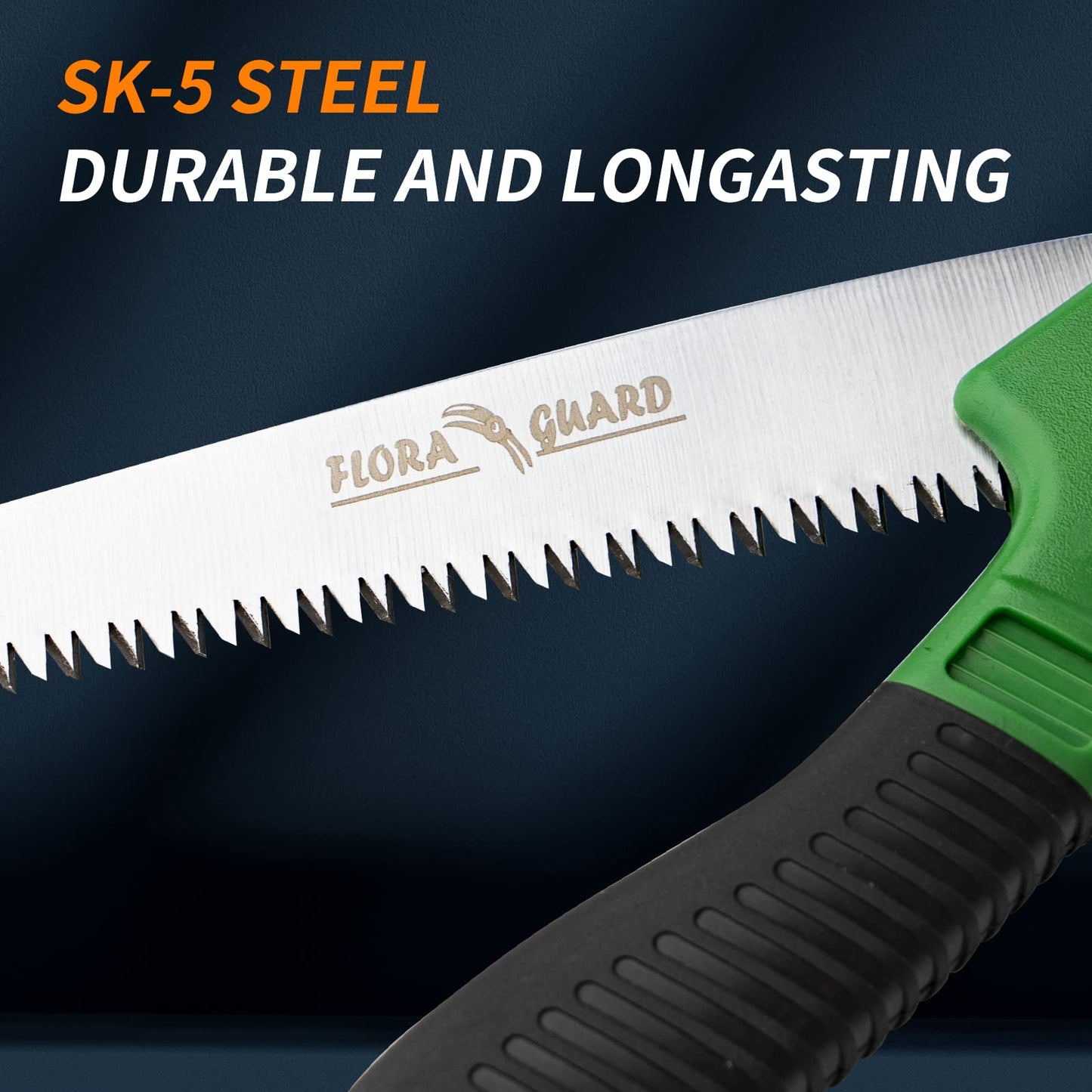 FLORA GUARD 7.7-Inch Folding Saw, Pruning Hand Saw with Triple-Cut Razor Teeth for Wood Cutting, Tree Trimming, and Camping