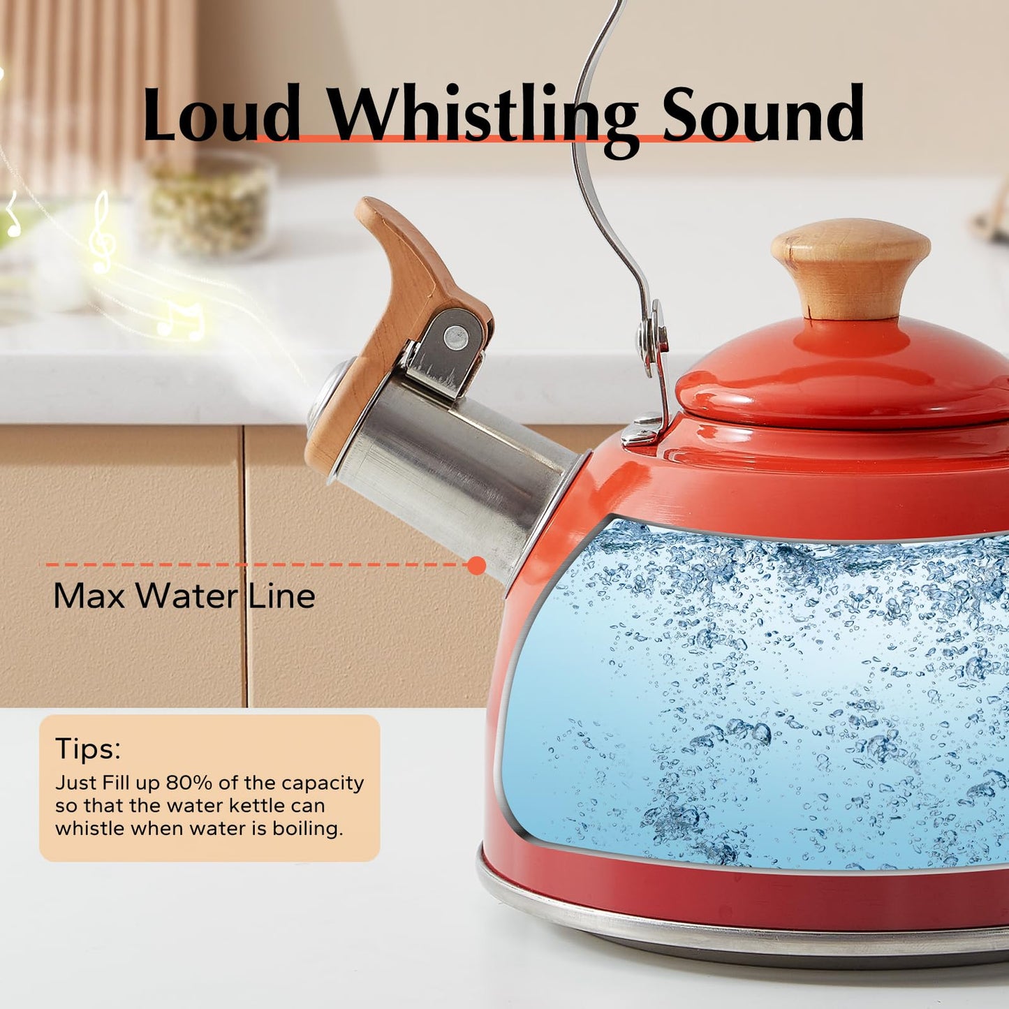 ROCKURWOK Tea Kettle, Tea Pot with Cool Touch Ergonomic Handle, Teapot Food Grade Stainless Steel, Tea Kettle Stovetop, Kettle Teapot, Whistling Tea Kettle, Small Tea Kettle, 1.6 Quart (Green)