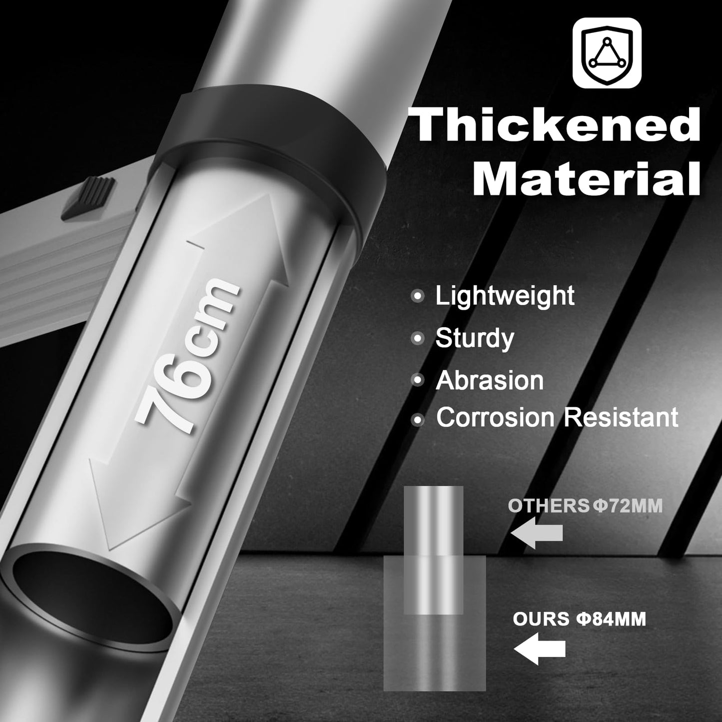 Telescoping Ladder, SocTone 12.5 FT Aluminum Lightweight Extension Ladder with 2 Triangle Stabilizers, Heavy Duty 330lbs Max Capacity, Multi-Purpose Collapsible Ladder for RV or Outdoor Work