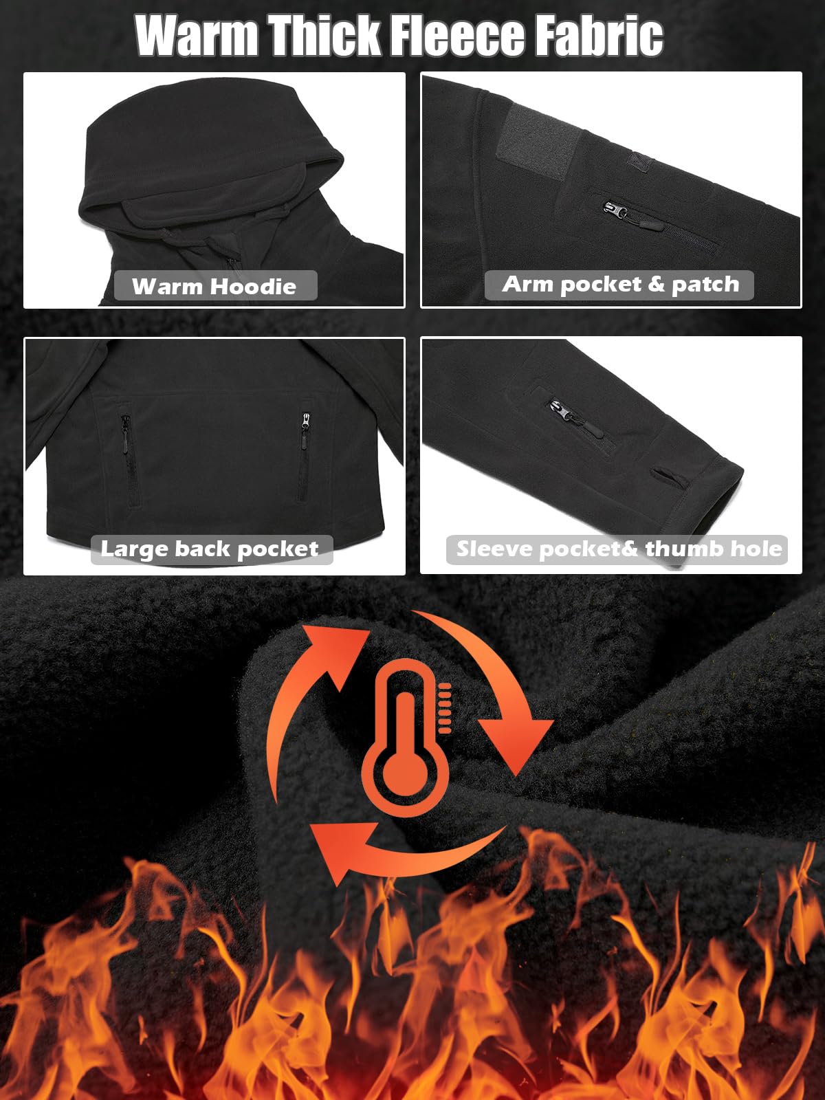 ReFire Gear Men's Warm Military Tactical Sport Fleece Hoodie Jacket