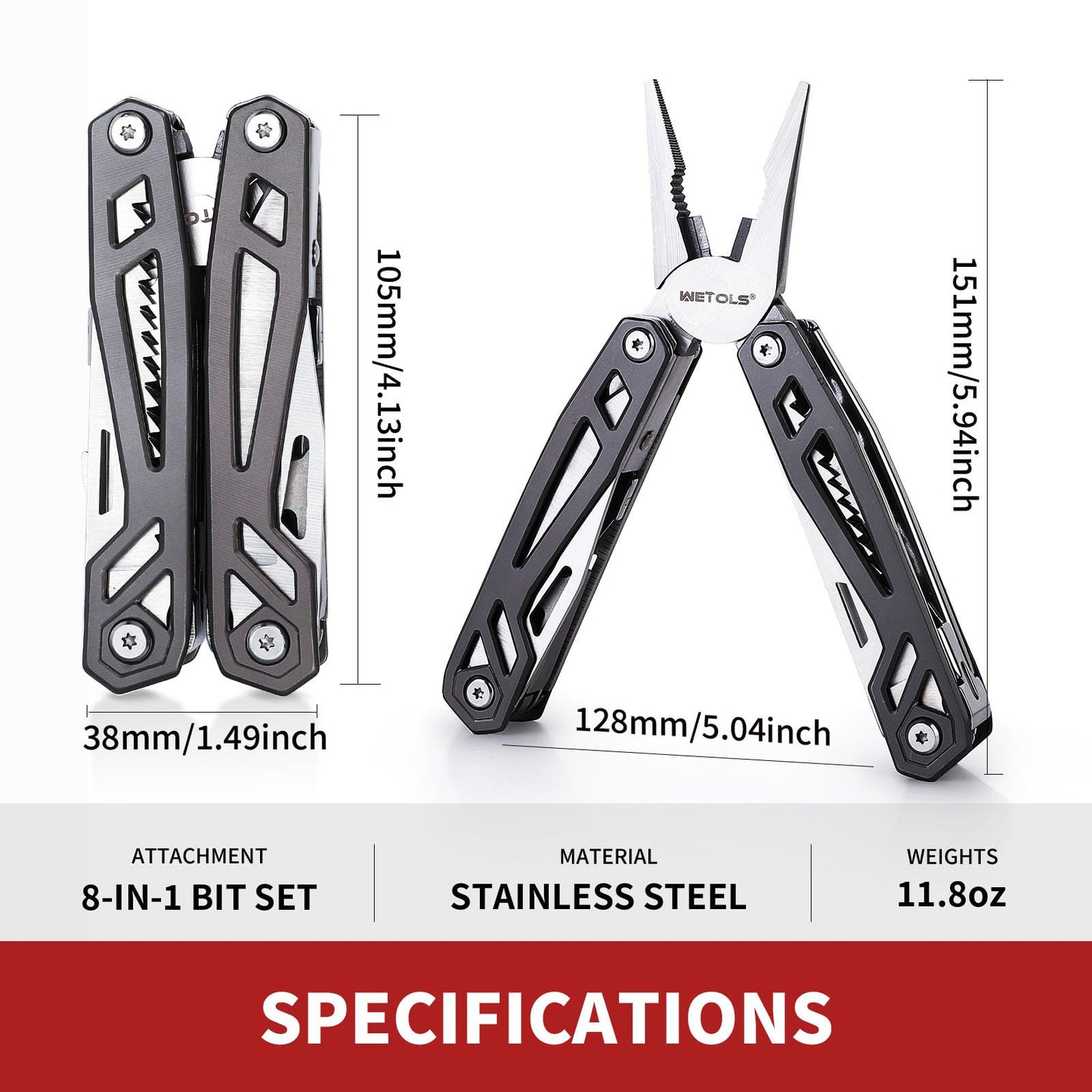 WETOLS Multitool with Pocket Knife, Birthday Gifts for Men Women Mom Dad, 21-in-1 Stainless Steel Pliers with Screwdrivers, Self-locking multitools with EDC Sheath, Ideal for Home, Camping, Survival