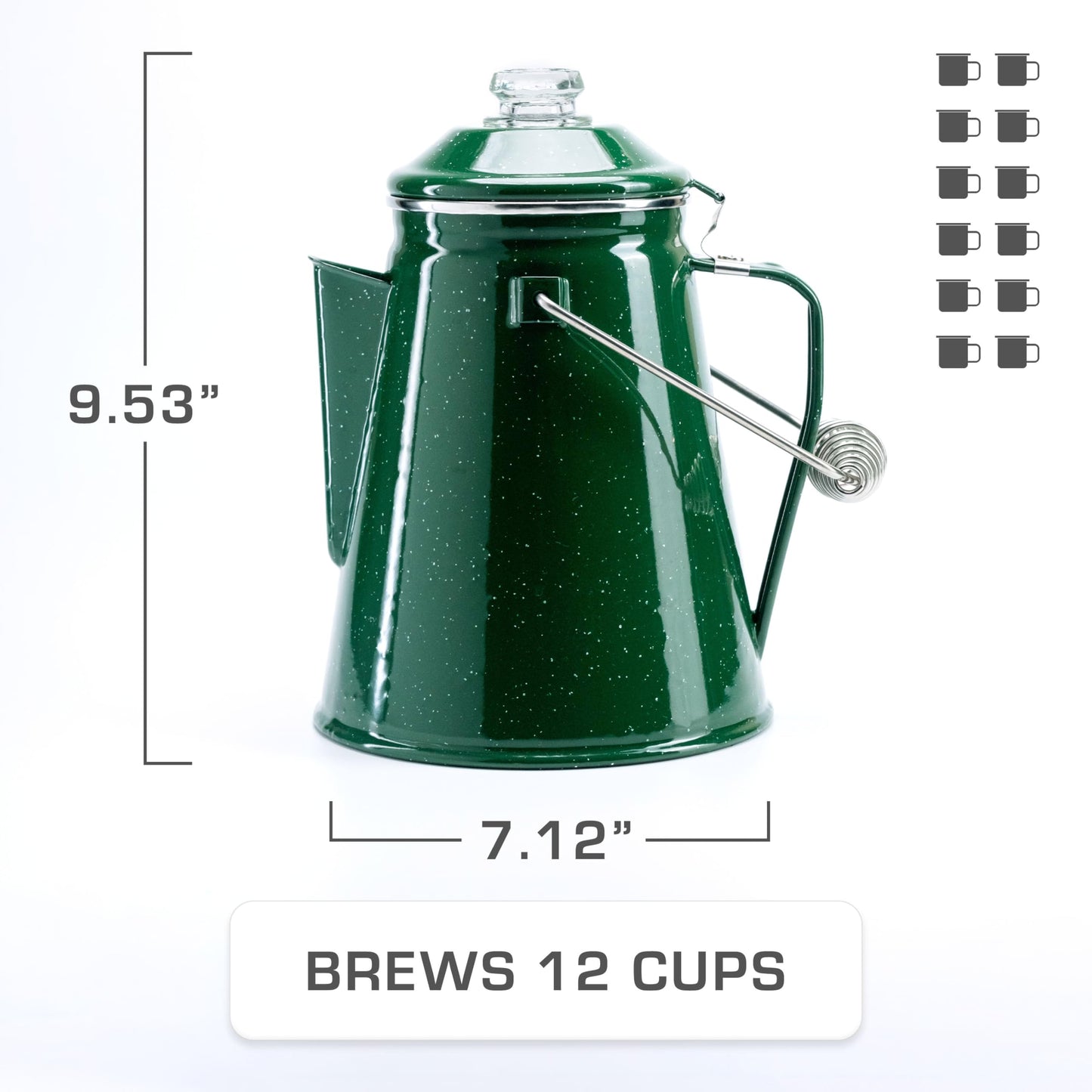 COLETTI Classic Percolator Coffee Pot — Camping Coffee Percolator, Campfire Coffee Pot – Camping Percolator for Groups — Brew for the Whole Campsite (Green, 12 Cup)
