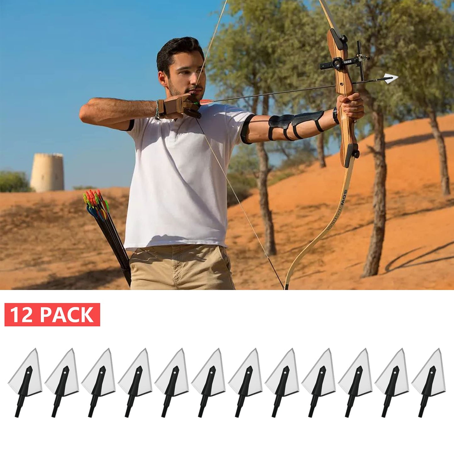 Stainless Steel Hunting Archery Broadheads Blades Grain Screw-in Arrow Heads Tips Compatible with Traditional Bows Archery Broad Crossbow Recurve6