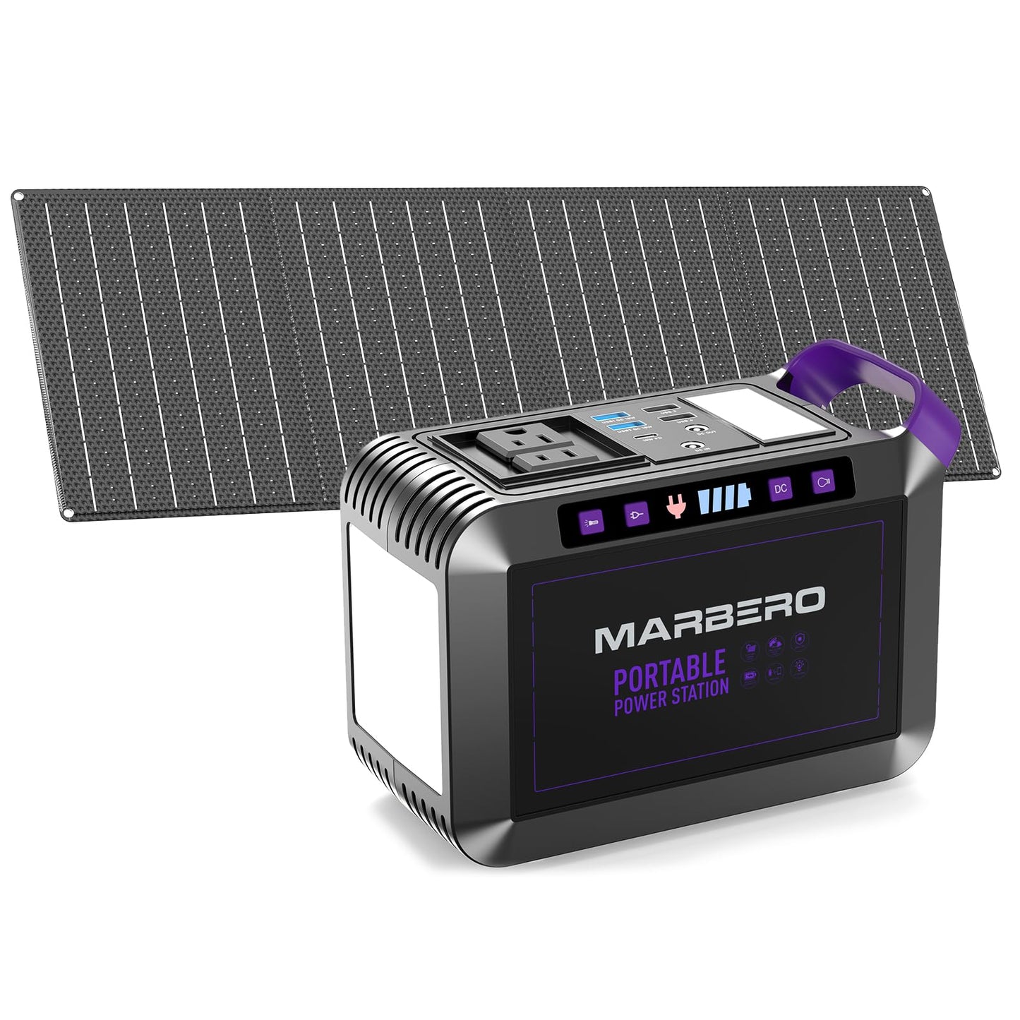 Portable Power Station 300W MARBERO 237Wh Camping Solar Generator Backup Lithium Battery with Pure Sine Wave 110V AC Outlet, USB C, USB A, DC for Outdoors Camping CPAP Home Blackout Emergency