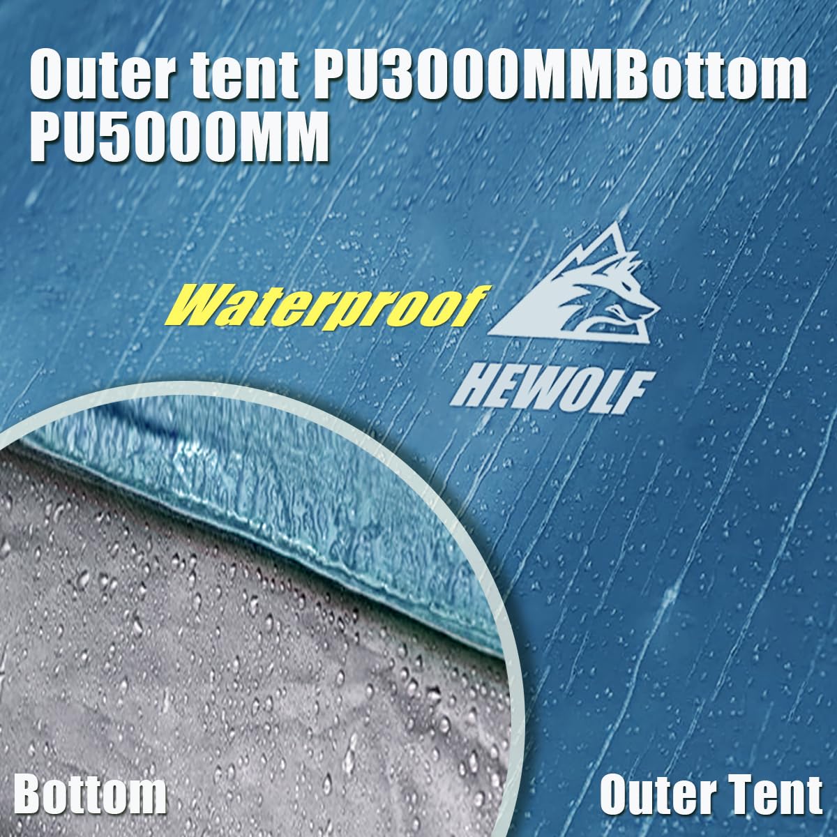 Hewolf 2/3/4 Person Camping Tent - Instant Pop Up Waterproof 2 Doors Tent with Easy Setup | 3-Season Hexagonal Dome Design for Family, Hiking & Traveling