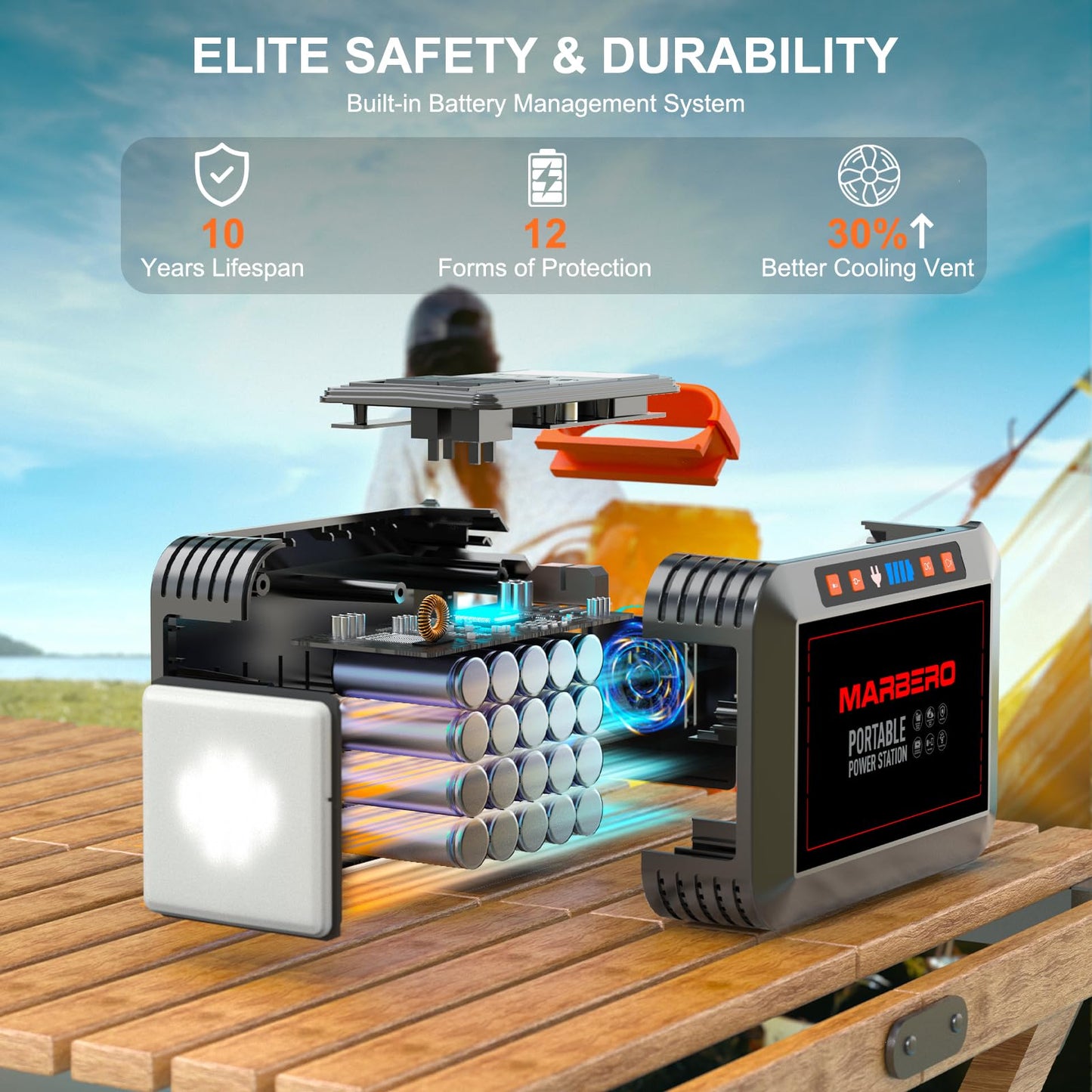 Portable Power Station 300W MARBERO 237Wh Camping Solar Generator Backup Lithium Battery with Pure Sine Wave 110V AC Outlet, USB C, USB A, DC for Outdoors Camping CPAP Home Blackout Emergency