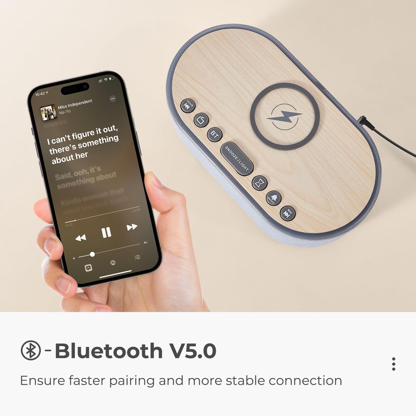 uscce Alarm Clock Bluetooth FM Radio: 10W Stereo Sound Speaker - Fast Wireless Charging for iPhone Samsung - Dimmable Clock Radio for Bedroom