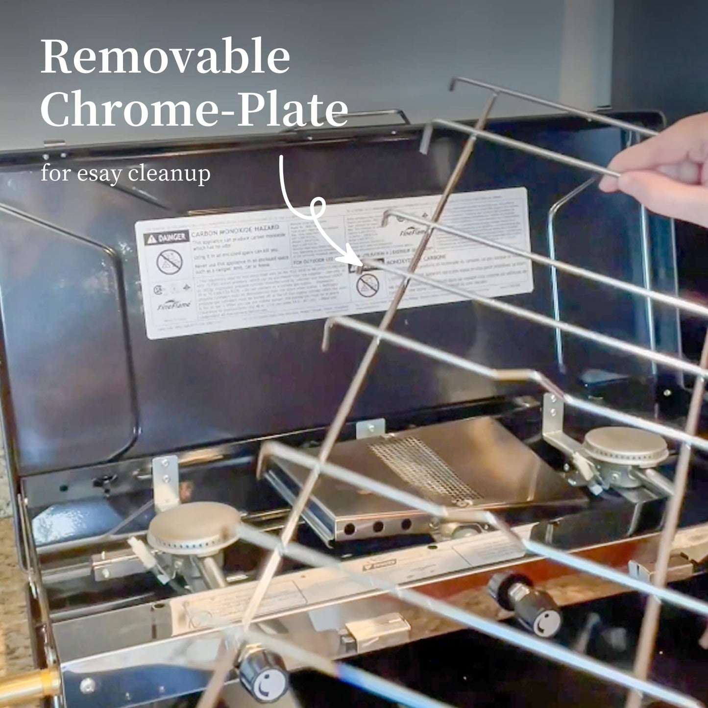 Camping Stove, 3 Burners Propane Portable Camp Stove with Regulator, Push-Button Instant Ignition, Adjustable Burners & Wind Guards for Car BBQ Picnics Outdoor Cooking (BEIGE-20400 BTUs)