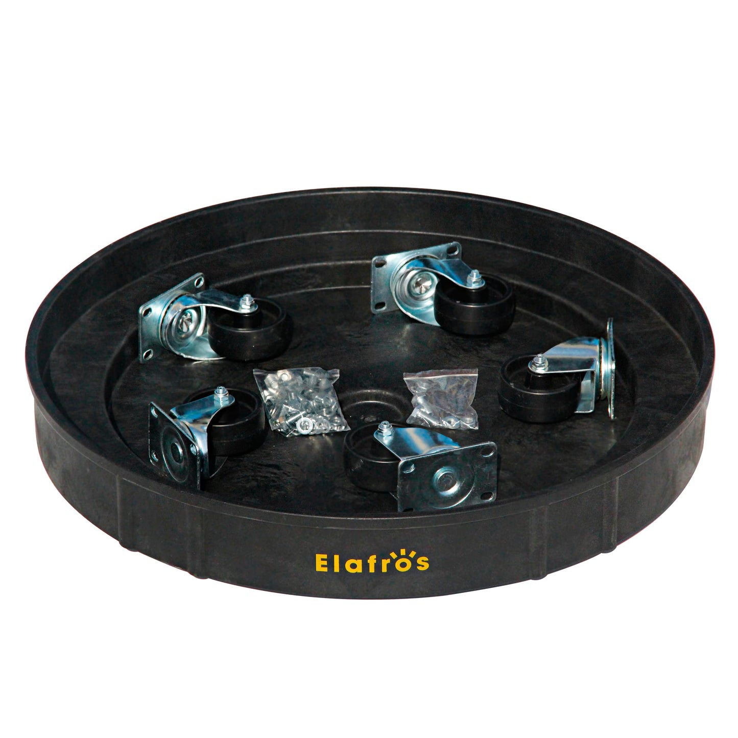 ELAFROS 30 Gallon and 55 Gallon Heavy Duty Plastic Drum Dolly – Durable Plastic Drum Cart 900 lb. Capacity- Barrel Dolly with 5 Swivel Casters Wheel,Blue