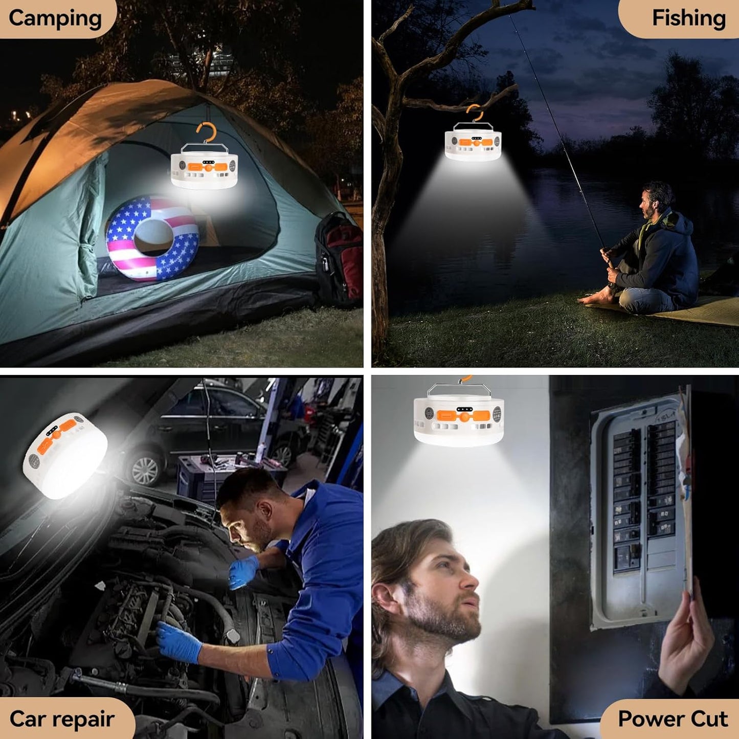 LED Camping Light, Rechargeable & Portable, 800LM,3 Light Modes,4800mAh Power Bank,with Magnet Base,IPX4 Waterproof,Electric Lantern Flashlight for 【Camping/Hiking/Fishing/Car Repairing/Emergency】