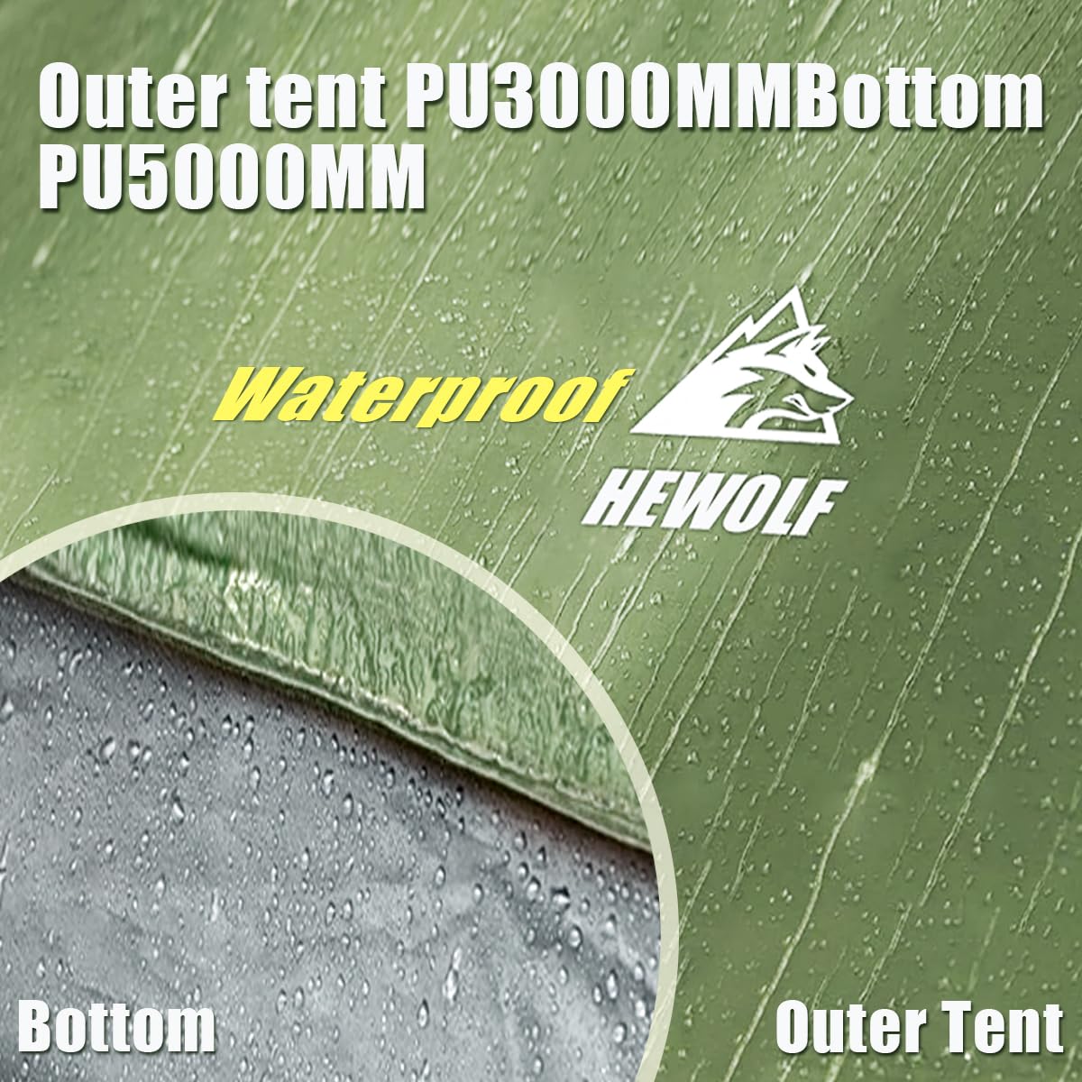 Hewolf 2/3/4 Person Camping Tent - Instant Pop Up Waterproof 2 Doors Tent with Easy Setup | 3-Season Hexagonal Dome Design for Family, Hiking & Traveling