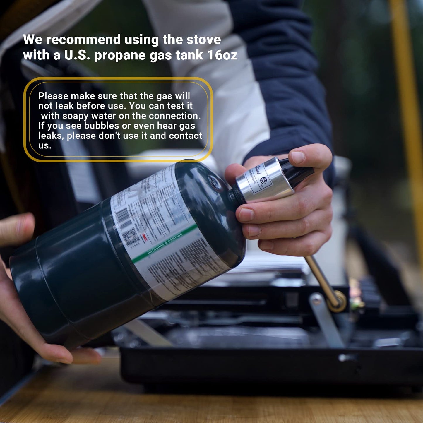 Camping Stove, 3 Burners Propane Portable Camp Stove with Regulator, Push-Button Instant Ignition, Adjustable Burners & Wind Guards for Car BBQ Picnics Outdoor Cooking (BEIGE-20400 BTUs)