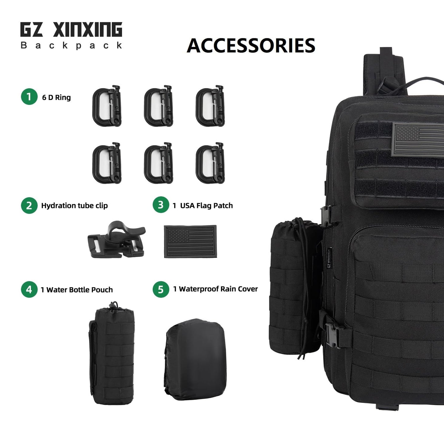 GZ XINXING Military Tactical Backpack Army 3 Day Assault Pack Molle Bug out Bag Backpacks For Men