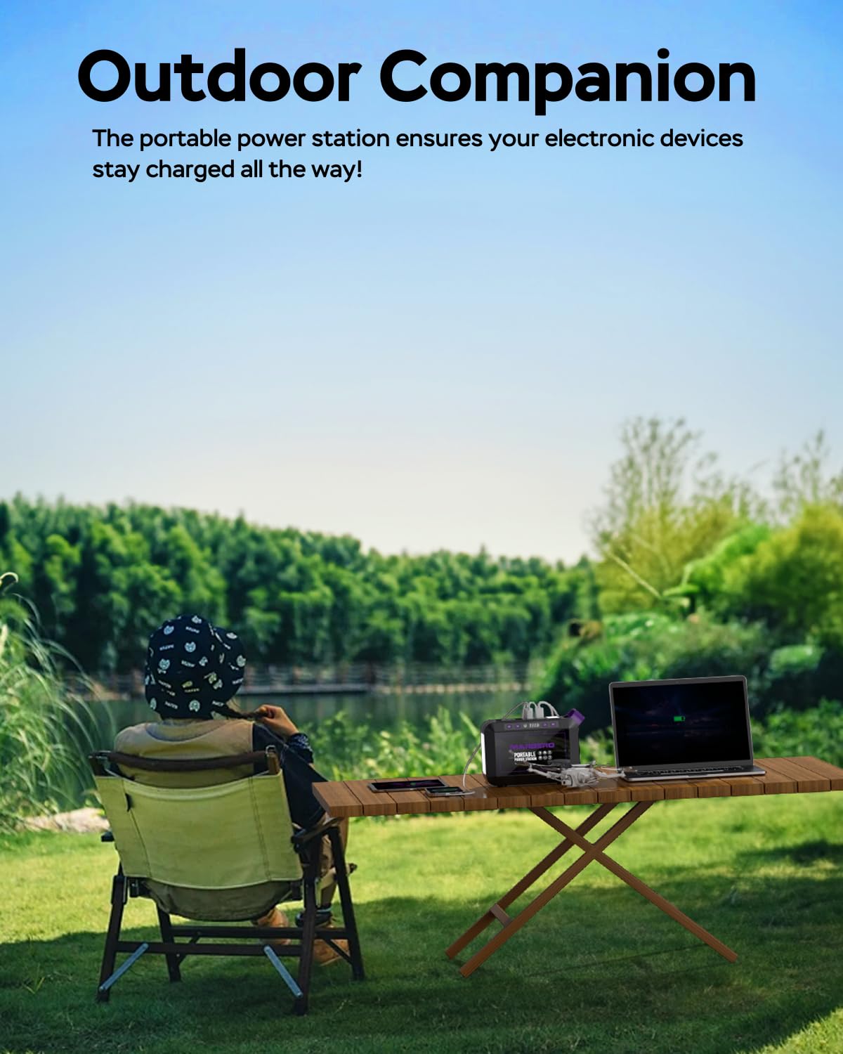 Portable Power Station 300W MARBERO 237Wh Camping Solar Generator Backup Lithium Battery with Pure Sine Wave 110V AC Outlet, USB C, USB A, DC for Outdoors Camping CPAP Home Blackout Emergency