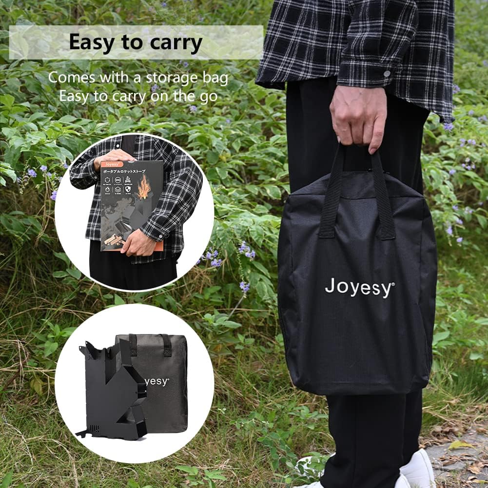 Rocket Stove Rocket Stove for Cooking Portable Wood Burning Stove Wood Fire Camping Stove for Cooking backyard cooking Camping grill outdoor events BBQ Comes with storage bag