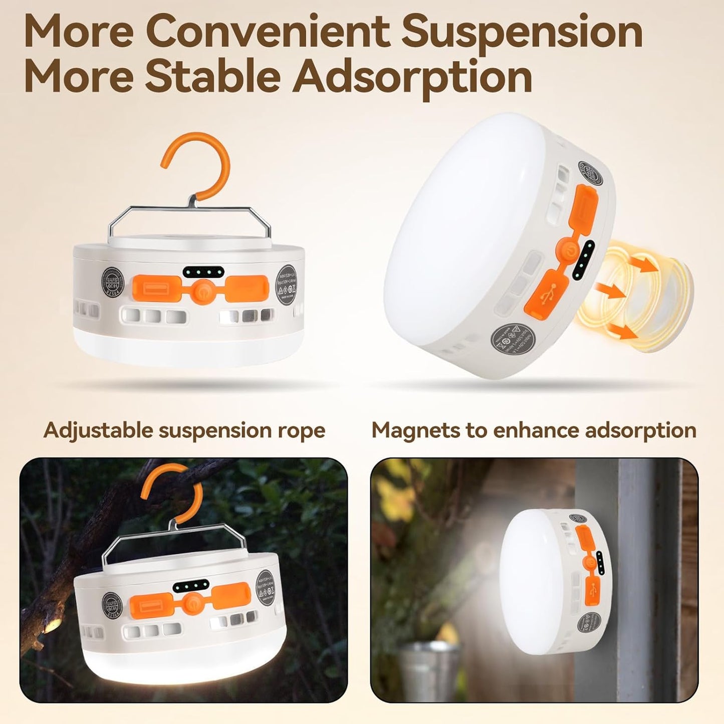 LED Camping Light, Rechargeable & Portable, 800LM,3 Light Modes,4800mAh Power Bank,with Magnet Base,IPX4 Waterproof,Electric Lantern Flashlight for 【Camping/Hiking/Fishing/Car Repairing/Emergency】