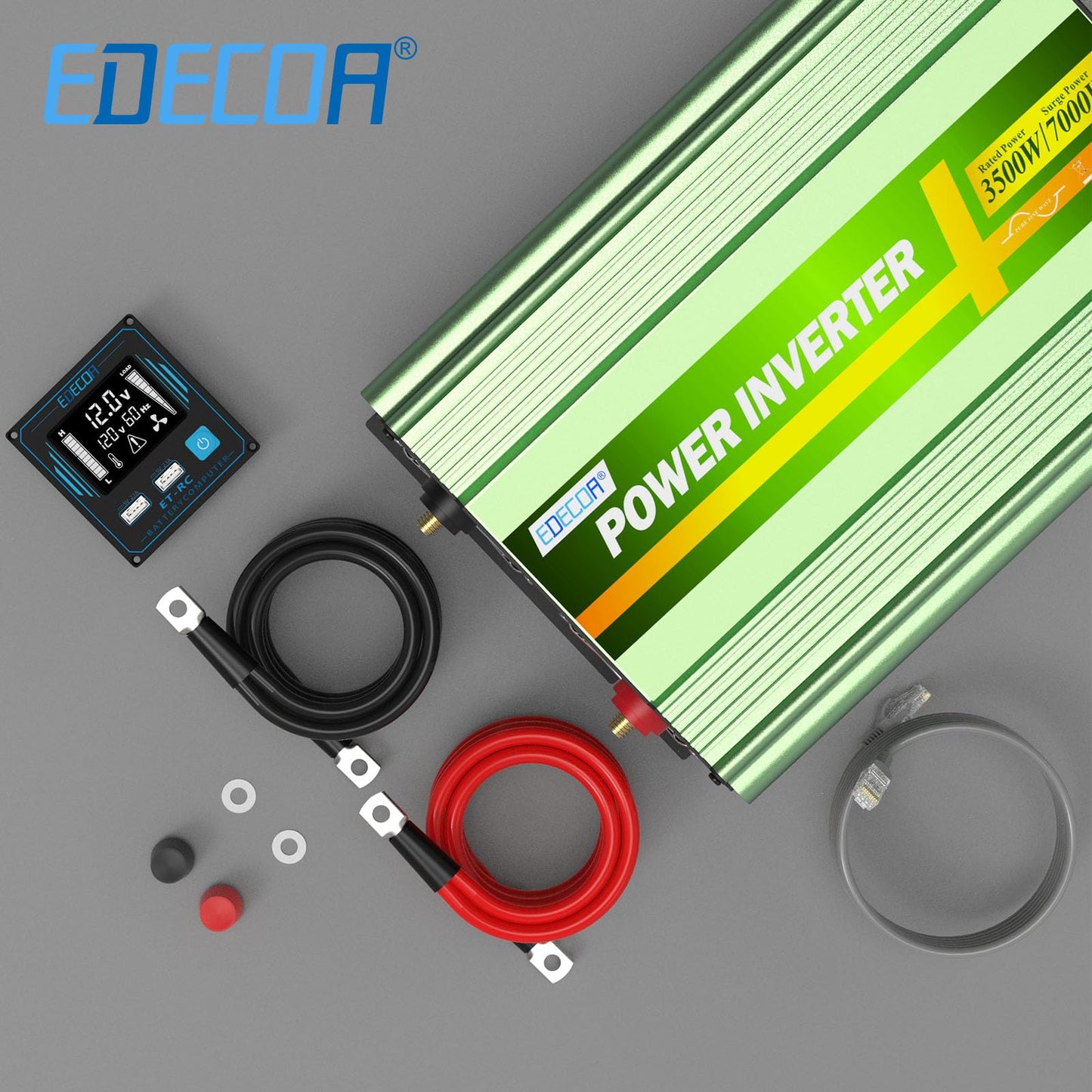 EDECOA Pure Sine Wave Power Inverter 3500W DC 12V to AC 120V with LCD Display and Remote Controller 4 AC Outlets and 1 Terminal Block