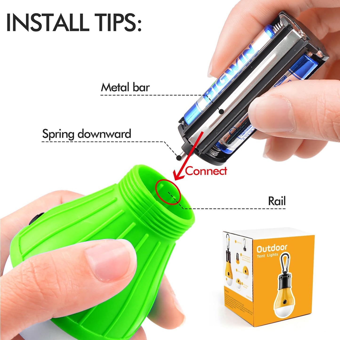 Tent Lamp Portable LED Tent Lights 4 Packs Hook Hurricane Emergency Lights LED Camping Light Bulb Camping Tent Lantern Bulb Camping Equipment for Camping Hiking Backpacking Fishing Outage