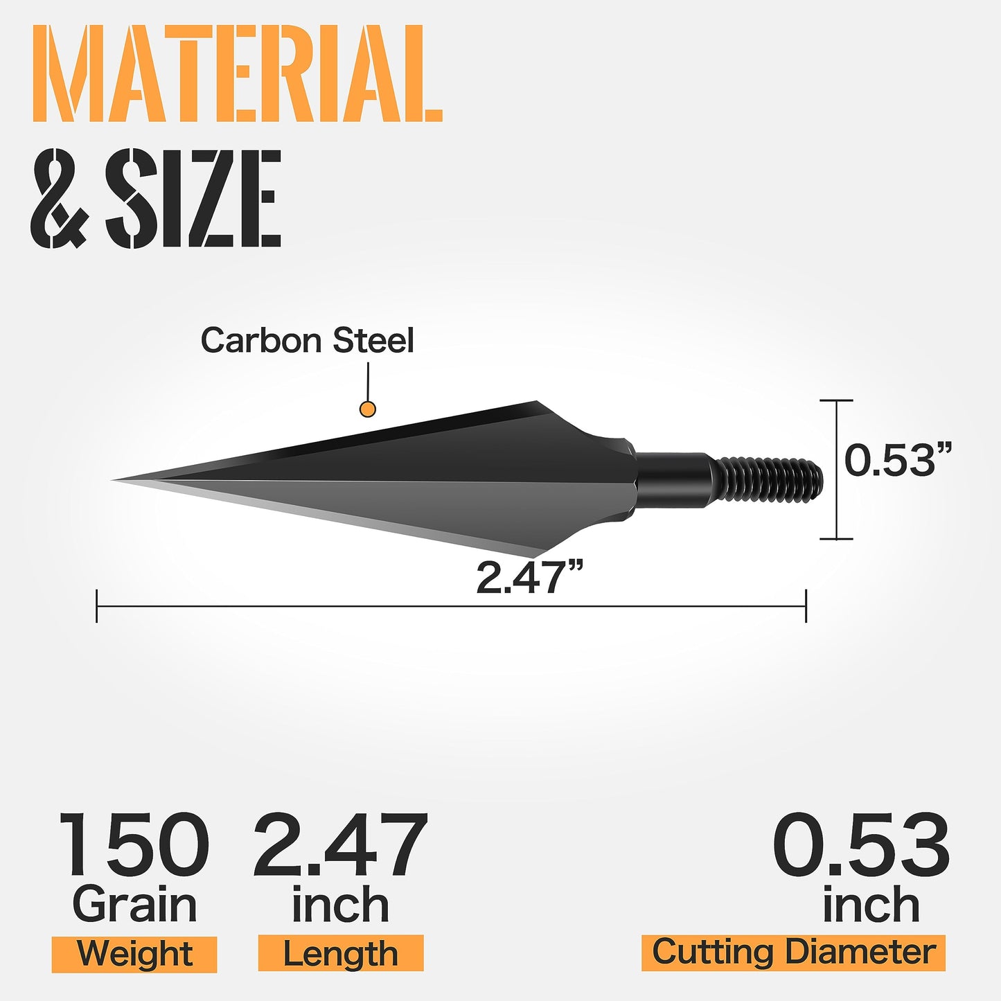 SUNYA Broadheads 100/120/125/150 Grain Traditional Archery Arrow Tips for Compound, Recurve Bow & Crossbow, Pack of 12