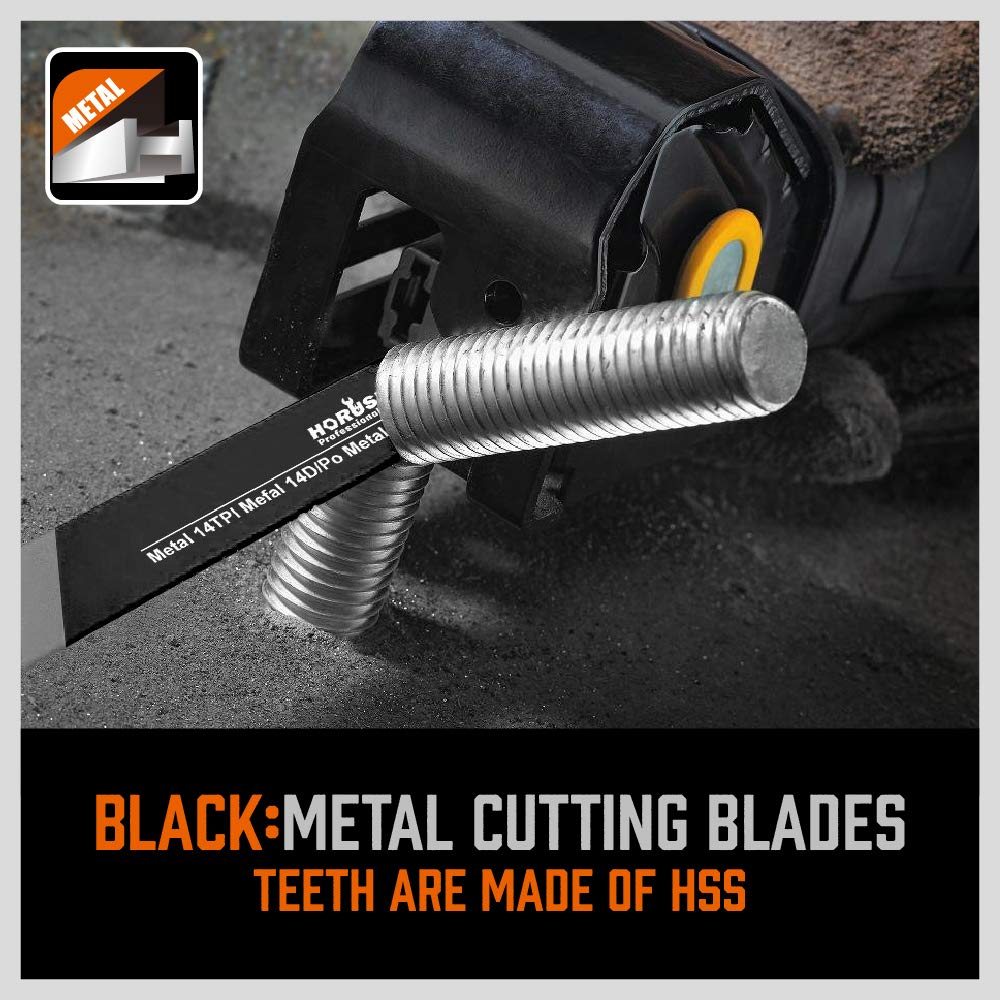 HORUSDY 34-Piece Reciprocating Saw Blades Set, Metal & Woodcutting Saw Blades, Saw Blades with Pouch.