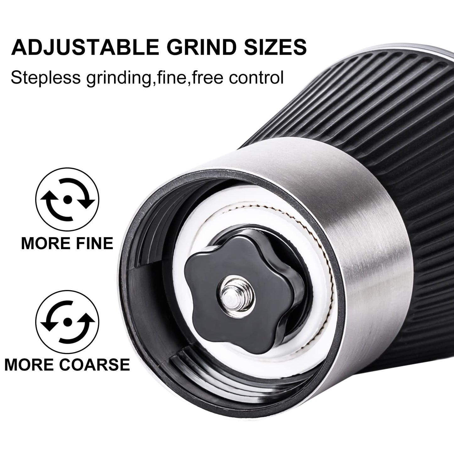 PARACITY Manual Coffee Bean Grinder with Ceramic Burr, Hand Coffee Grinder Mill Small with 2 Glass Jars( 11OZ per Jar) Stainless Steel Handle for Drip Coffee, Espresso, French Press, Turkish Brew