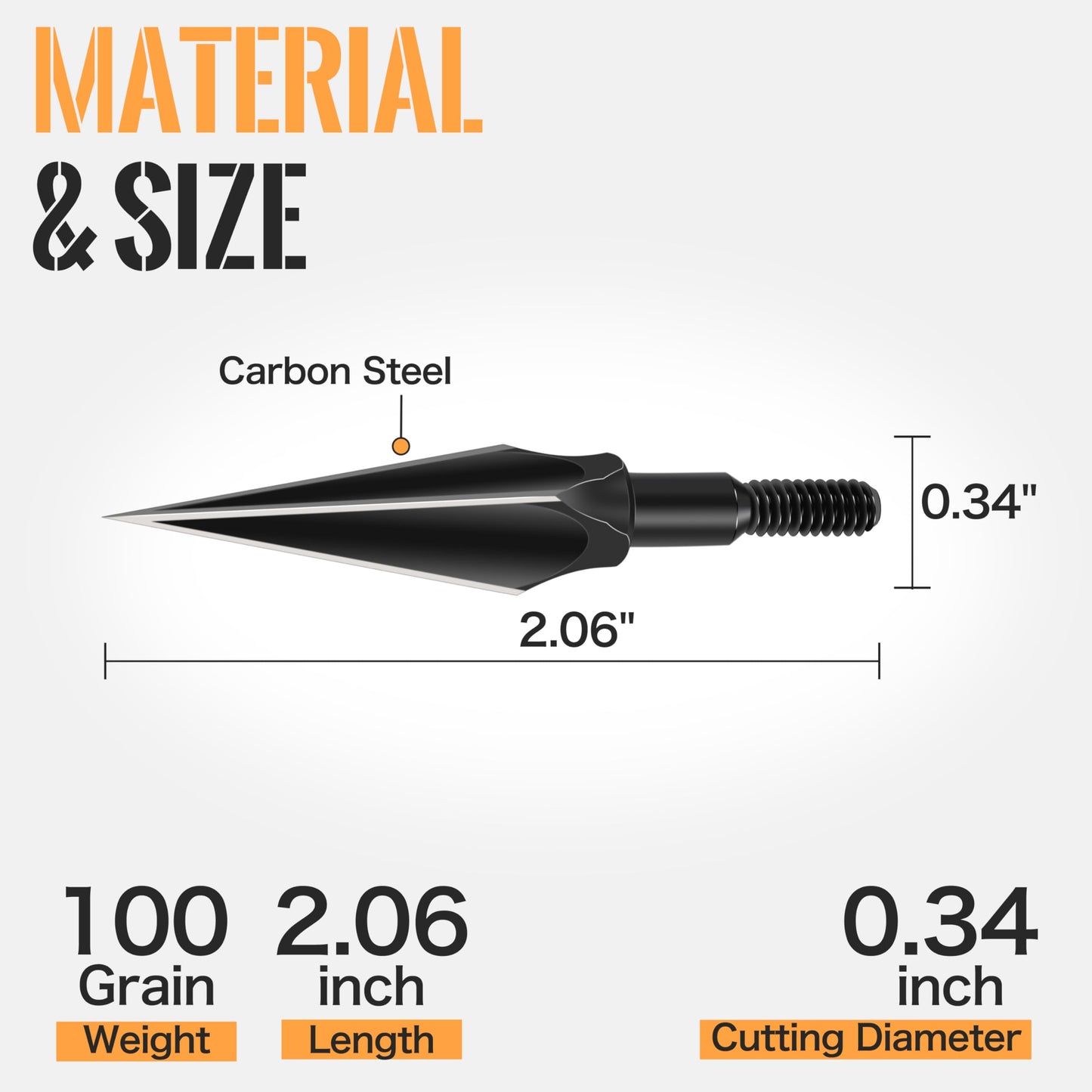 SUNYA Broadheads 100/120/125/150 Grain Traditional Archery Arrow Tips for Compound, Recurve Bow & Crossbow, Pack of 12