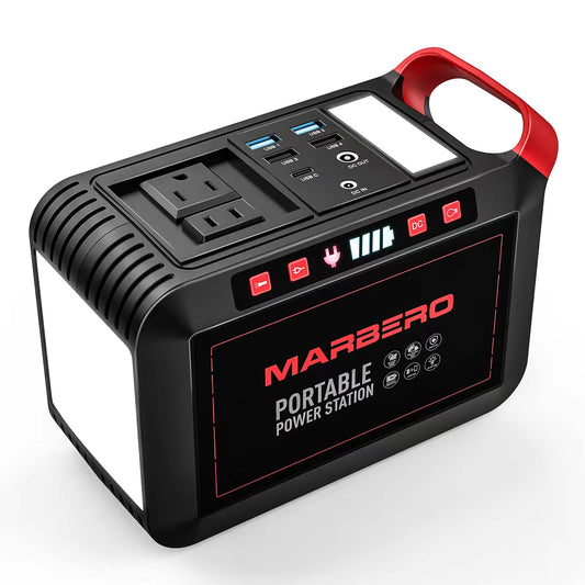 Portable Power Station 300W MARBERO 237Wh Camping Solar Generator Backup Lithium Battery with Pure Sine Wave 110V AC Outlet, USB C, USB A, DC for Outdoors Camping CPAP Home Blackout Emergency