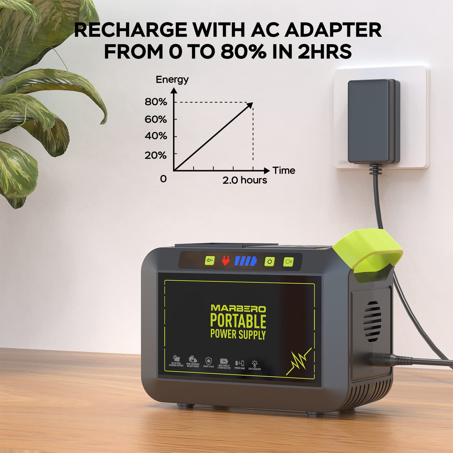 Portable Power Station 300W MARBERO 237Wh Camping Solar Generator Backup Lithium Battery with Pure Sine Wave 110V AC Outlet, USB C, USB A, DC for Outdoors Camping CPAP Home Blackout Emergency