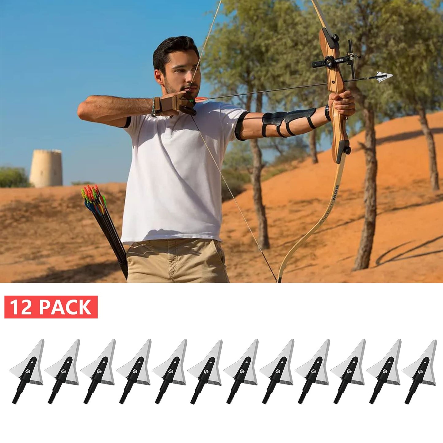 Stainless Steel Hunting Archery Broadheads Blades Grain Screw-in Arrow Heads Tips Compatible with Traditional Bows Archery Broad Crossbow Recurve6