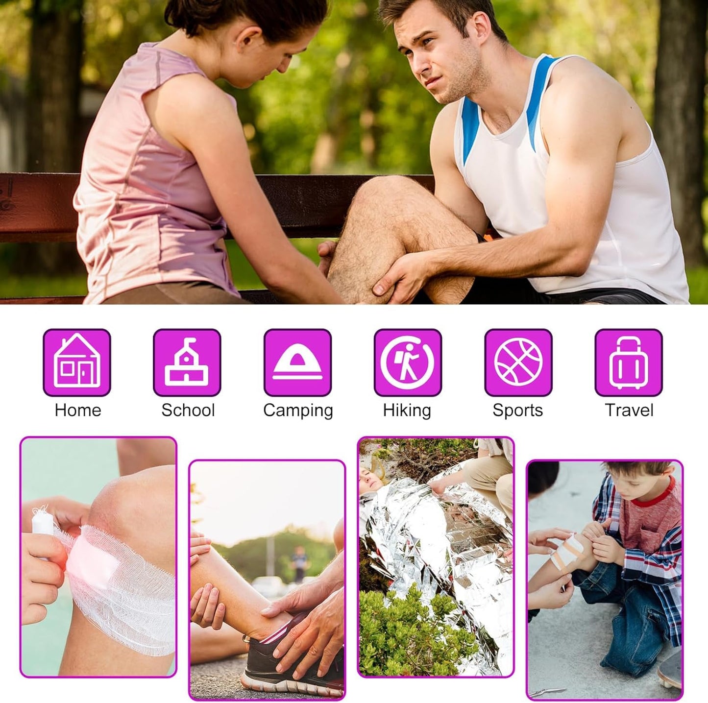 Travel-First Aid-Kit Car-Home 300PCS Survival-Kit Outdoor-Adventure - Small Portable Red Emergency Essential Sets Office Hiking Camping Business Public Must Have First Aid Gear Equipment 1st Aid