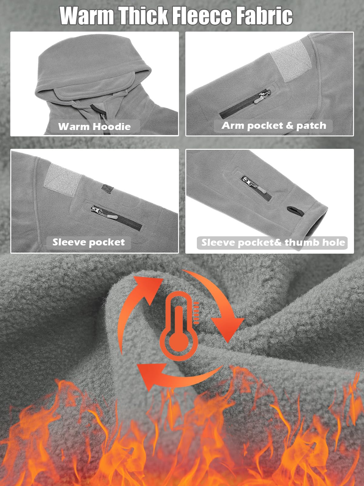 ReFire Gear Men's Warm Military Tactical Sport Fleece Hoodie Jacket