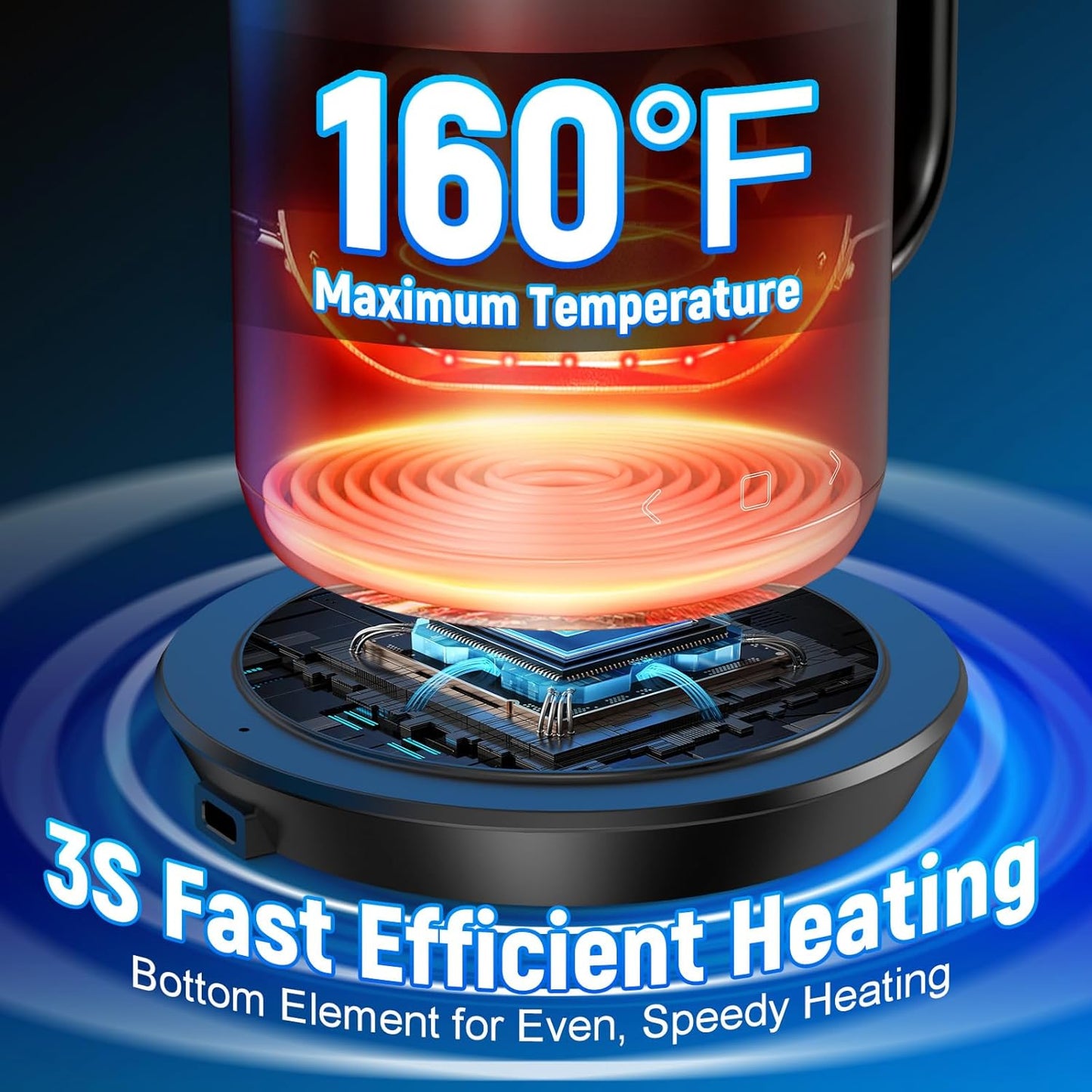 Rechargeable Self Heating Coffee Mug, Fast Heating & High Temperature, 14 Oz App-Controlled Heated Coffee Mug, 1F Precise Temperature Control Smart Mug Warmer for 150 Min Use