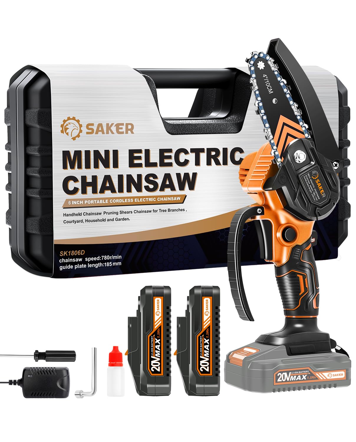Saker Mini Chainsaw,2025 New Upgrade Electric Chainsaws,Portable Chain Saw Cordless Battery Powered,Small Handheld Chain Saws Pruning Shears Saw for Wood Tree Branches,Courtyard and Garden