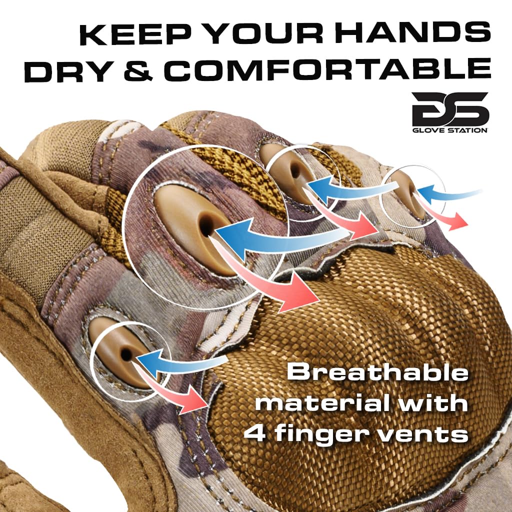 Glove Station - Tactical Shooting Hard Knuckle Gloves for Men and Woman with Touchscreen Fingers - Durable and Comfortable Hand-Gear for Outdoor Work Shooting and Hunting