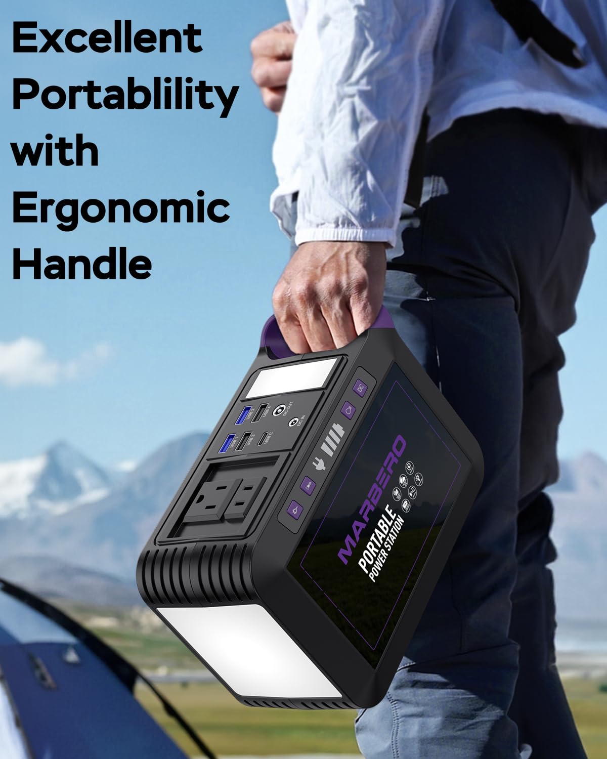 Portable Power Station 300W MARBERO 237Wh Camping Solar Generator Backup Lithium Battery with Pure Sine Wave 110V AC Outlet, USB C, USB A, DC for Outdoors Camping CPAP Home Blackout Emergency