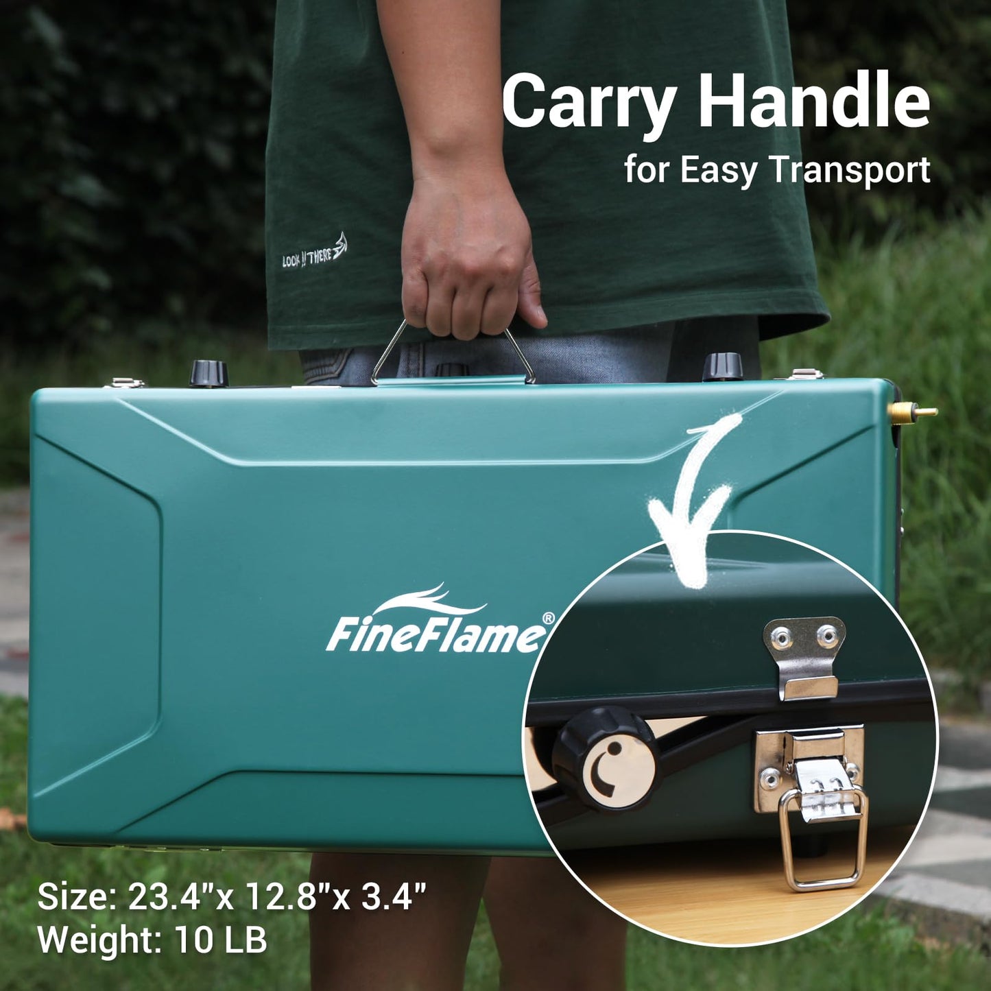 Camping Stove, 3 Burners Propane Portable Camp Stove with Regulator, Push-Button Instant Ignition, Adjustable Burners & Wind Guards for Car BBQ Picnics Outdoor Cooking (BEIGE-20400 BTUs)