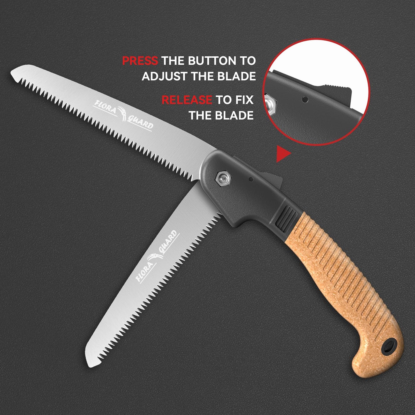 FLORA GUARD 7.7-Inch Folding Saw, Pruning Hand Saw with Triple-Cut Razor Teeth for Wood Cutting, Tree Trimming, and Camping