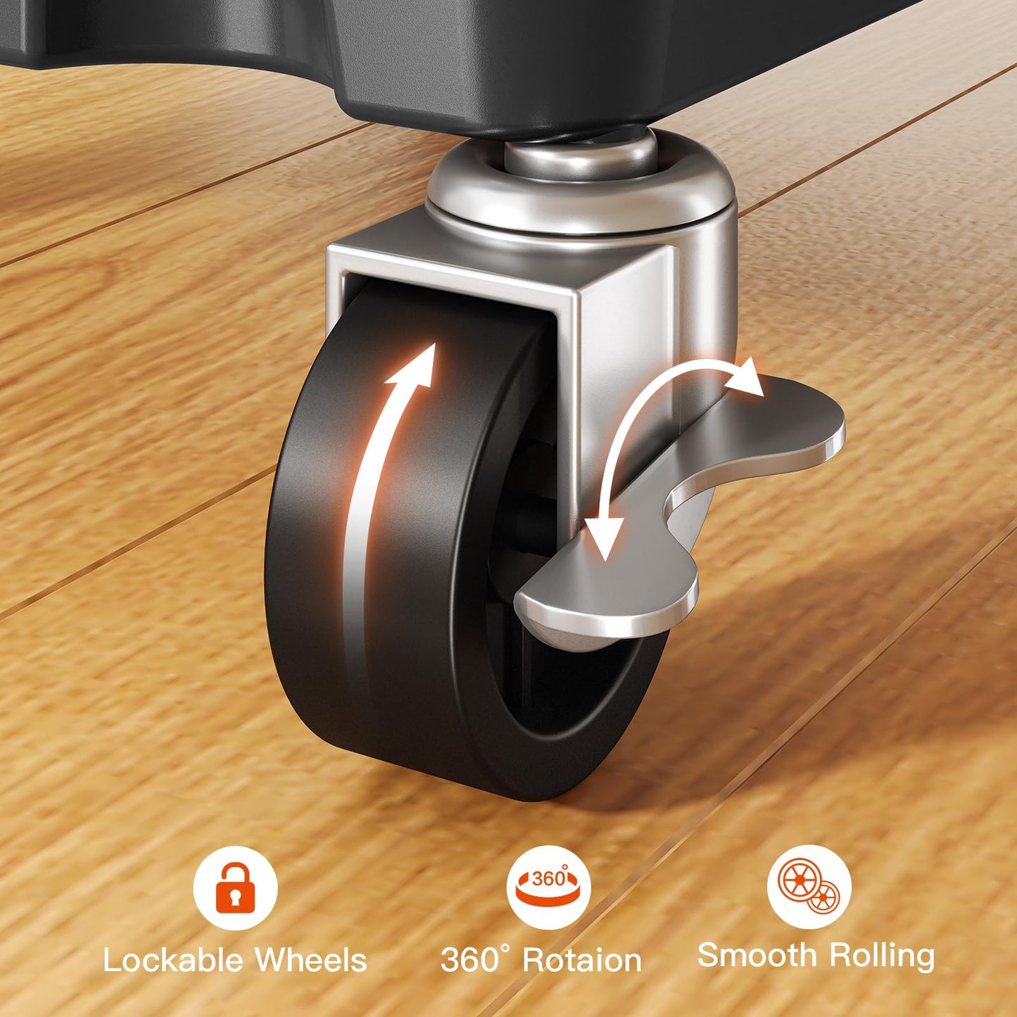 Pipishell 3 Tier Rolling Cart Organizer, Plastic Rolling Cart with Lockable Wheels & Reinforced Handle, Lightweight Utility Cart Storage Cart for Nursery, Kitchen, Bathroom, Craft Room, White, PIUC14W