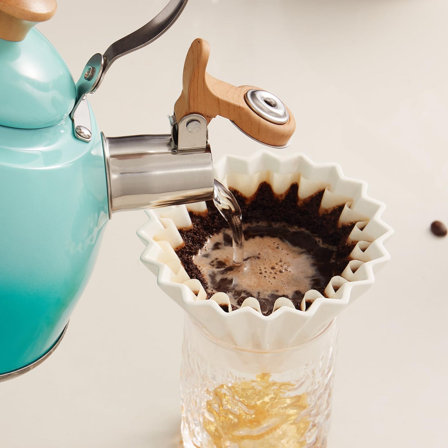 ROCKURWOK Tea Kettle, Tea Pot with Cool Touch Ergonomic Handle, Teapot Food Grade Stainless Steel, Tea Kettle Stovetop, Kettle Teapot, Whistling Tea Kettle, Small Tea Kettle, 1.6 Quart (Green)