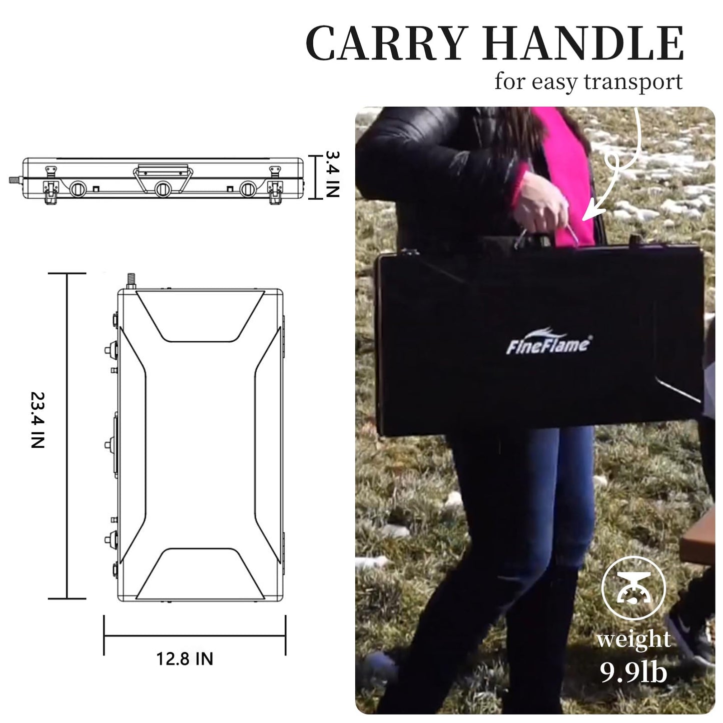 Camping Stove, 3 Burners Propane Portable Camp Stove with Regulator, Push-Button Instant Ignition, Adjustable Burners & Wind Guards for Car BBQ Picnics Outdoor Cooking (BEIGE-20400 BTUs)