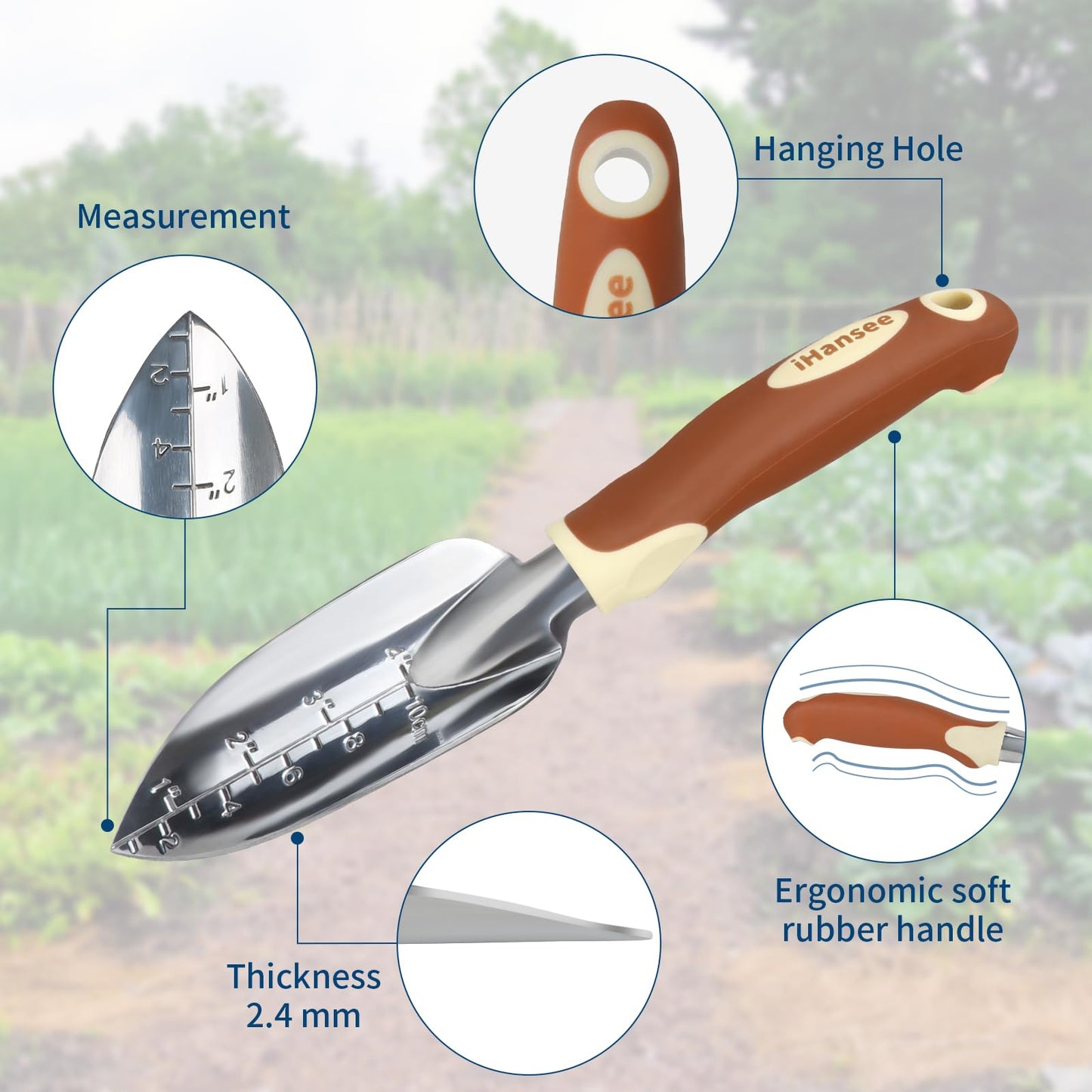 Brown Gardening Tools Set 12-Piece, Heavy Duty Garden Hand Tool Kit with Non-Slip Ergonomic Handle, Storage Tote Bag, Garden Apron, Gloves and Kneeling Pad, Gardening Gifts for Women Men Plant Lover