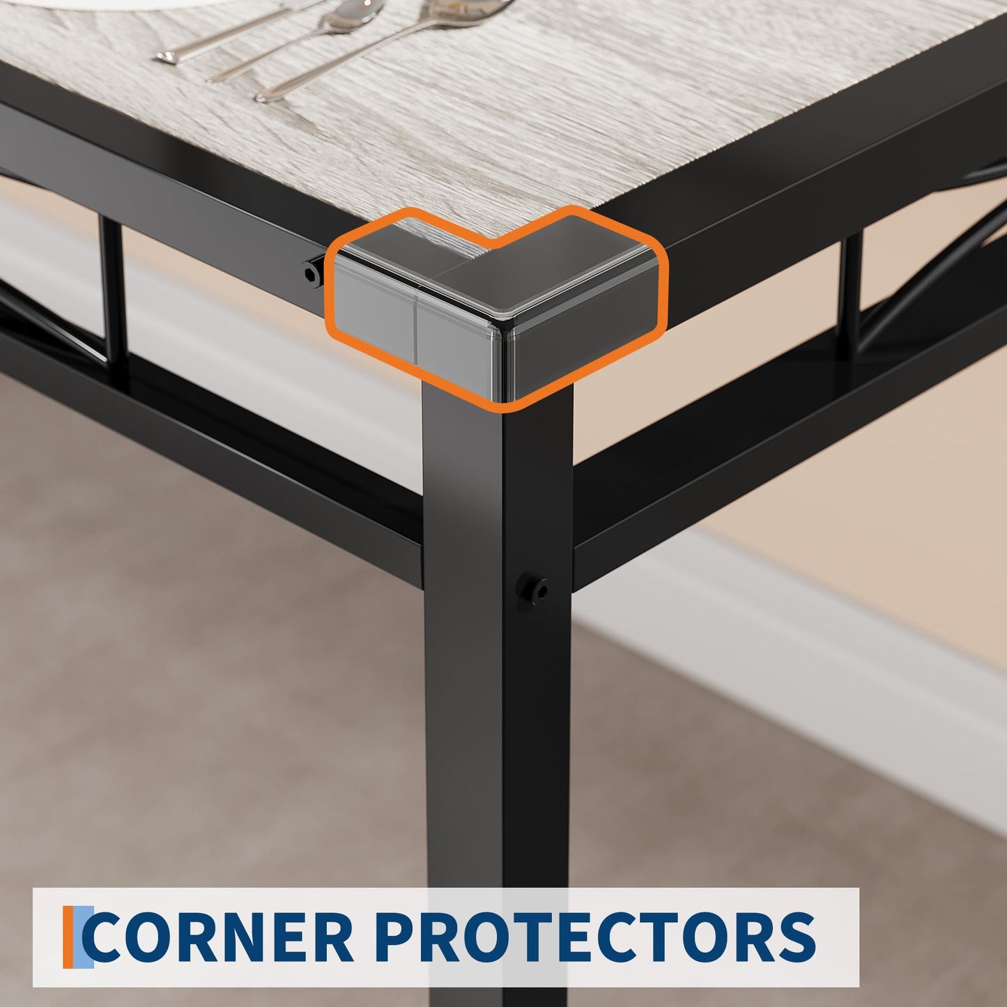 IDEALHOUSE Dining Table Set for 2, Kitchen Table with 2 Upholstered Chairs, Wood 3-Piece Kitchen Dining Room Set with Corner Protector for Small Space, Kitchen Room, Apartment, Rustic Gray