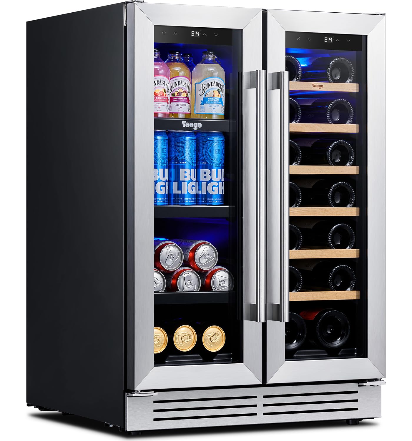 Yeego Beverage-Refrigerator, 24 Inch Beer Cooler Built-in or Freestanding,180 Cans Beverage Cooler with Glass Door,Mini-Fridge for Bottles and Cans Beer/Soda/Water/Wine