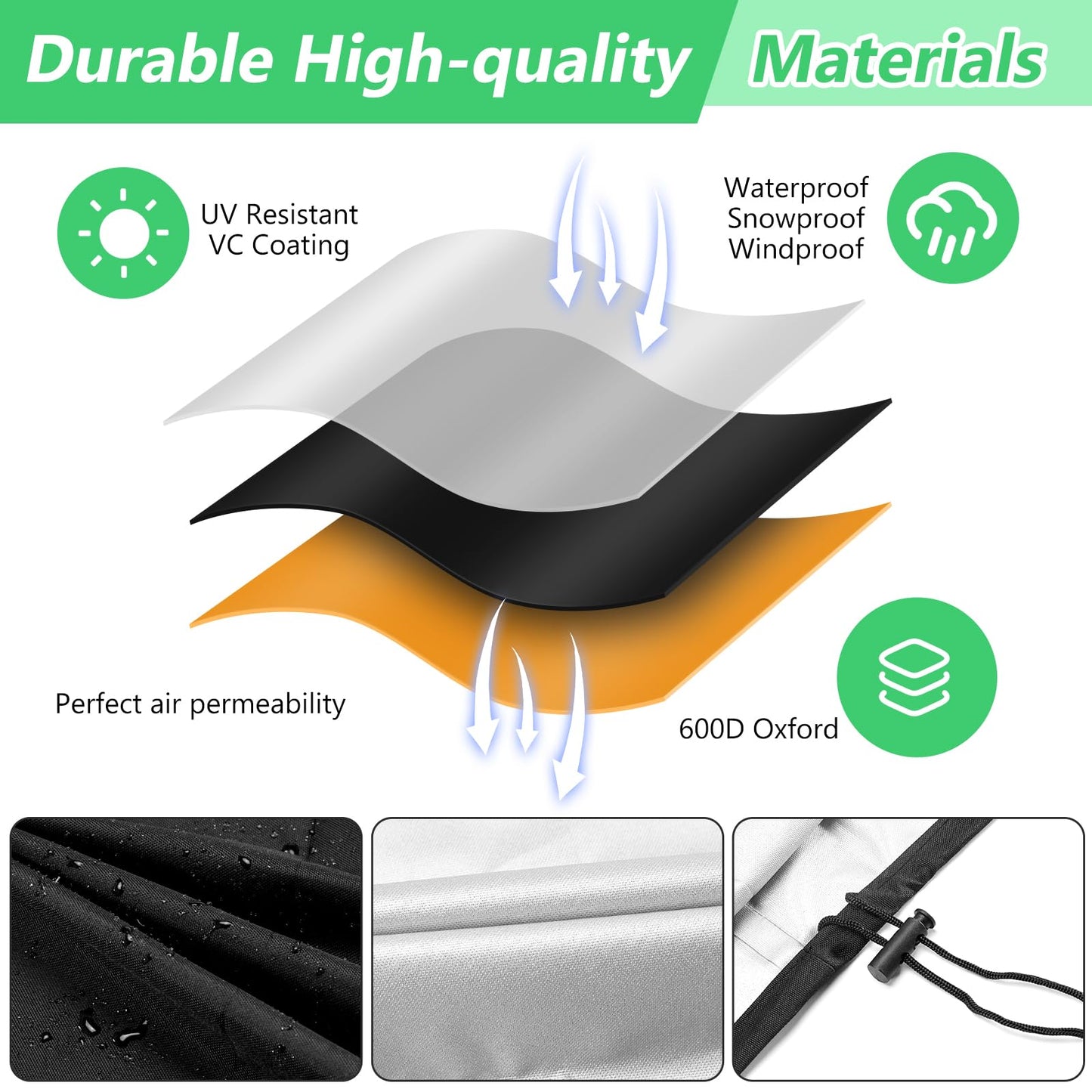 55 Gallon Rain Barrel Cover 420D Water Storage Barrel Cover Oxford Cloth 25 x 37 Inch Outdoor Waterproof Rain Snow Bucket Cover with Drawstring, UV Protection, Anti Dust (Black)