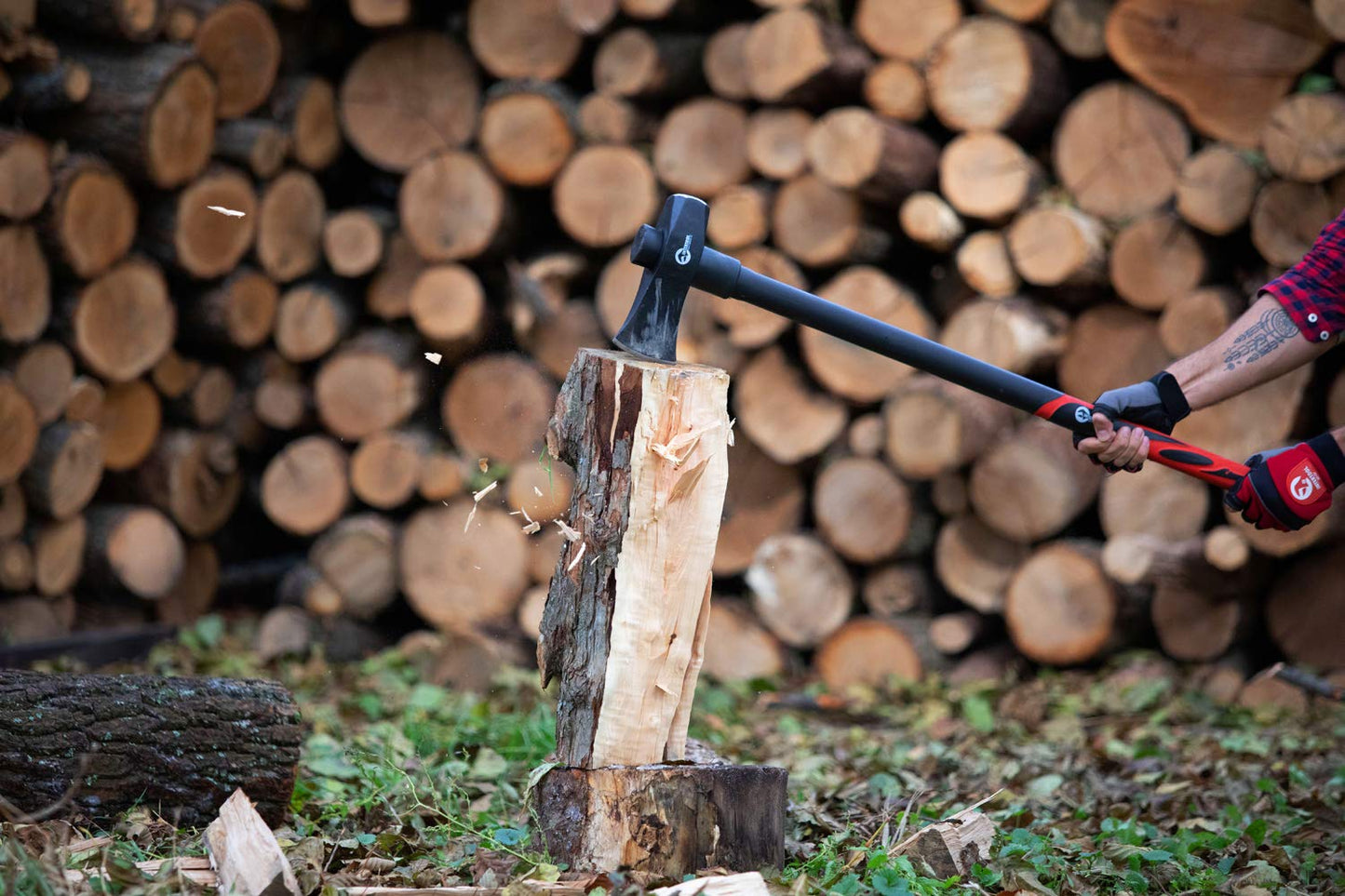 INTERTOOL 36 Inch Chopping Axe | Heavy Duty Wood Cutting & Felling Axe for Firewood | 2.8lb Head with Shock Absorbing Fiberglass Handle | HT-0264