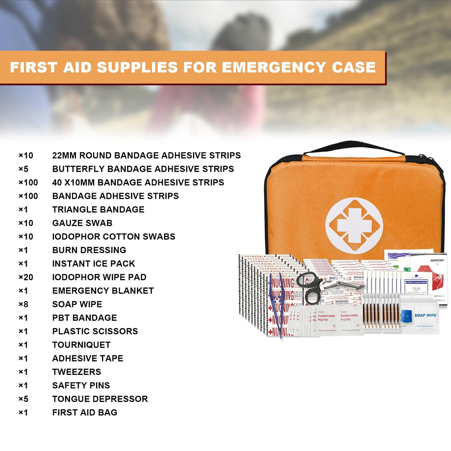 Travel-First Aid-Kit Car-Home 300PCS Survival-Kit Outdoor-Adventure - Small Portable Red Emergency Essential Sets Office Hiking Camping Business Public Must Have First Aid Gear Equipment 1st Aid