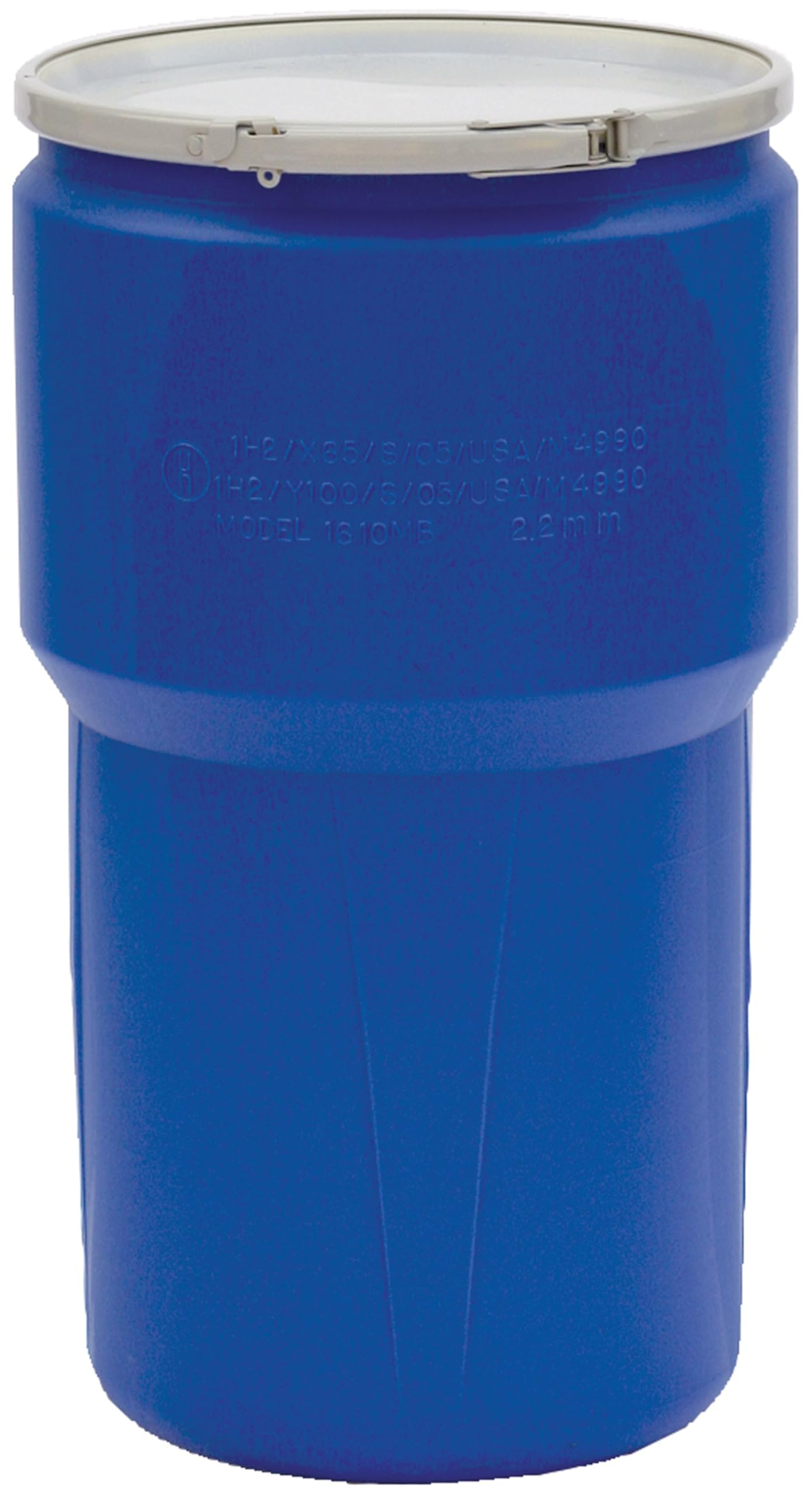 Eagle 30 Gallon Plastic Drum with Lid, Metal Lever-Lock, 28.5"x21.1", Open Head Lab Pack Drum Made of Durable, Lightweight HDPE, Withstands Weather and Chemicals, Made in USA, Blue, 1601MB