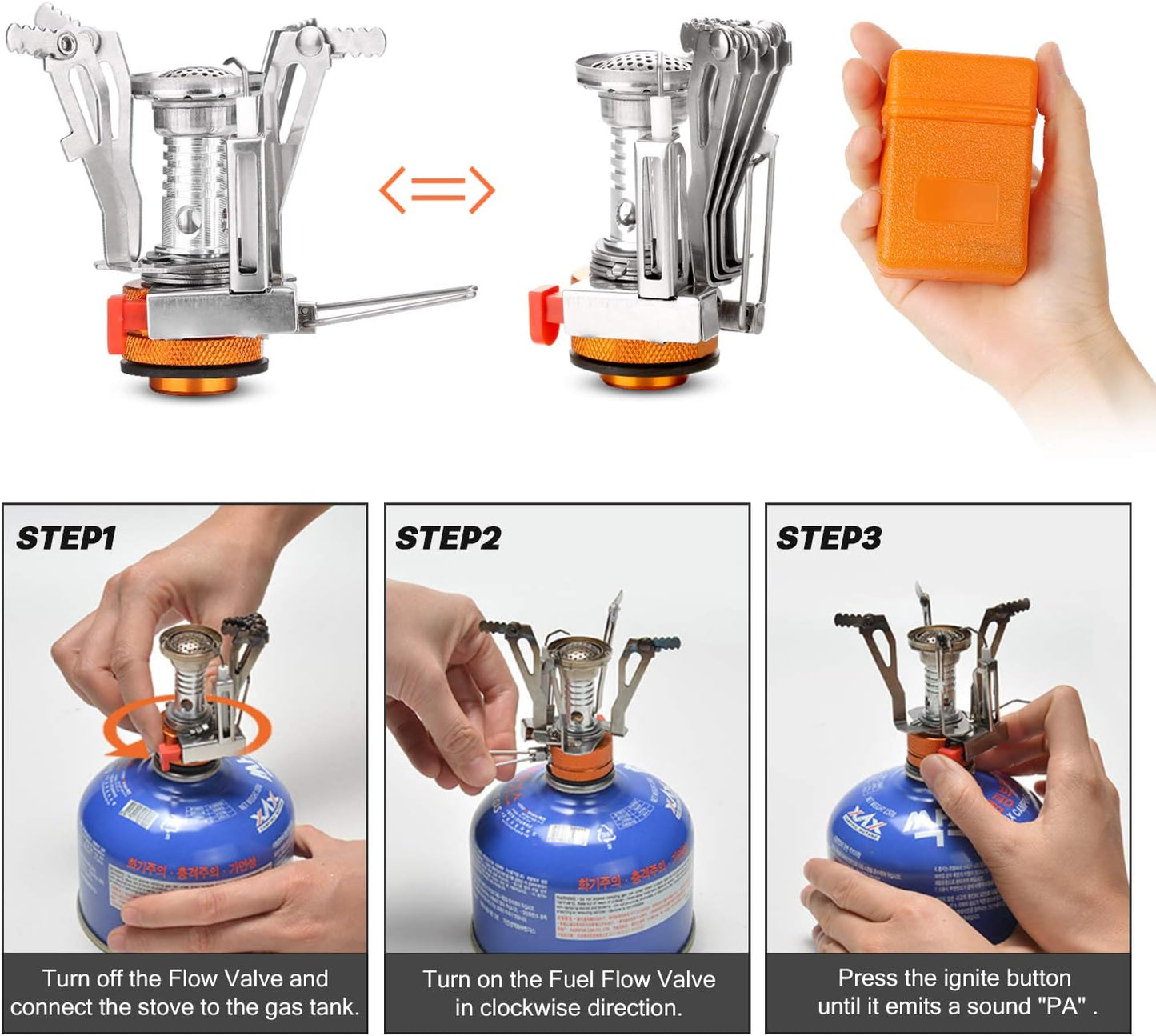 Odoland 16pcs Camping Cookware Set with Folding Camping Stove, Non-Stick Lightweight Pot Pan Kettle Set with Stainless Steel Cups Plates Forks Knives Spoons for Camping Backpacking Outdoor Picnic